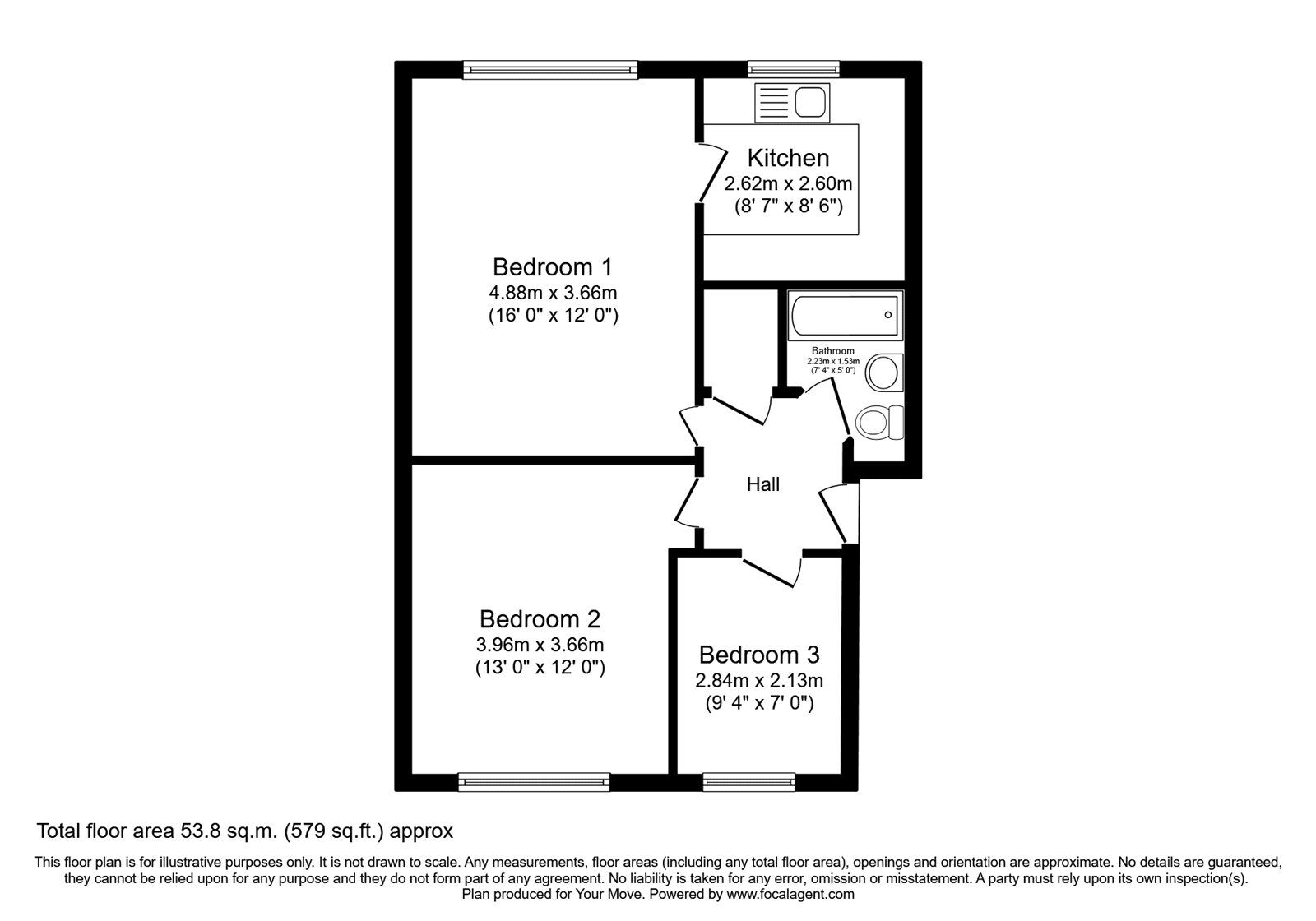 Floorplan of 2 bedroom Flat to rent, Burns Drive, Hemel Hempstead, Hertfordshire, HP2