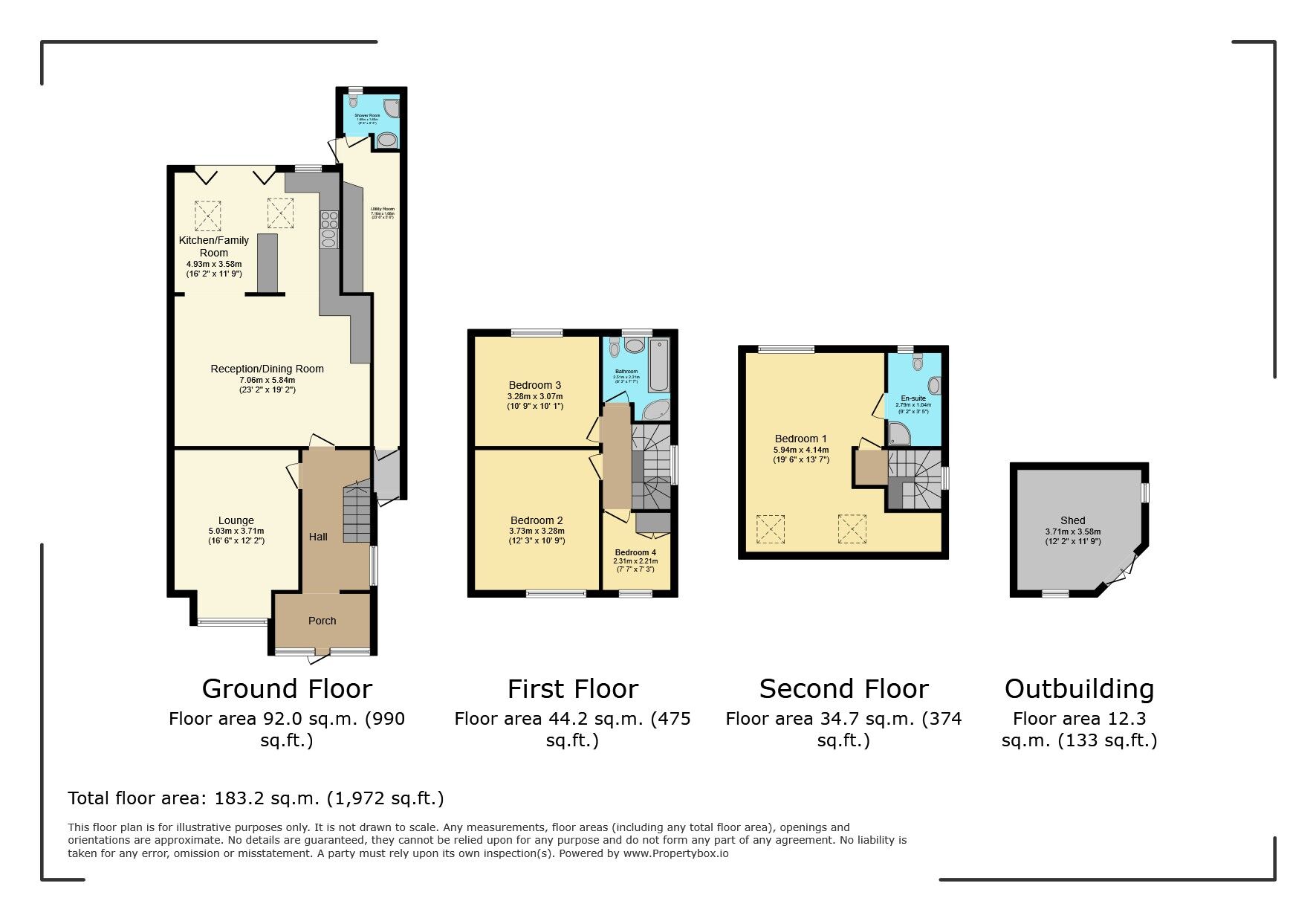 Floorplan of 4 bedroom Semi Detached House for sale, Caractacus Green, Watford, Hertfordshire, WD18