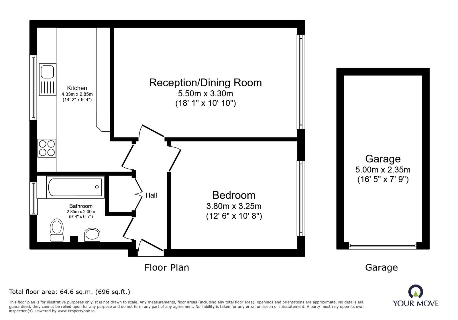 Floorplan of 1 bedroom Flat for sale, Tudor Court, Church Lane, Mill End, Hertfordshire, WD3