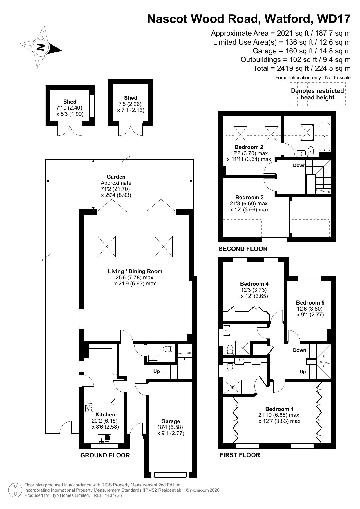 Floorplan of 5 bedroom Semi Detached House for sale, Nascot Wood Road, Watford, Hertfordshire, WD17
