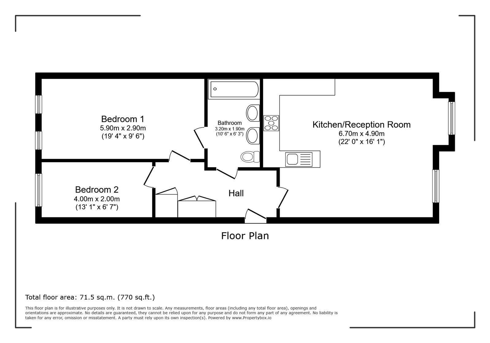 Floorplan of 2 bedroom Flat for sale, Granville Road, Watford, Hertfordshire, WD18