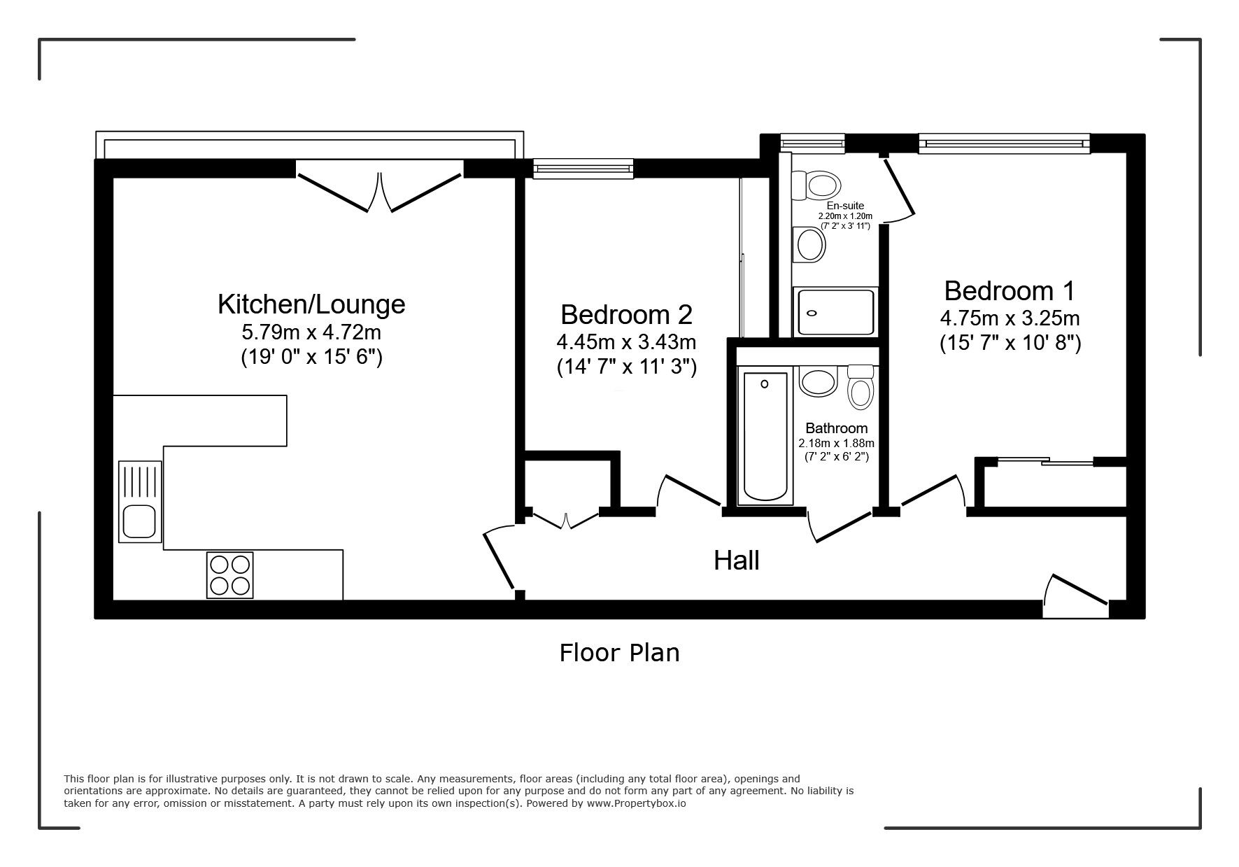 Floorplan of 2 bedroom Flat for sale, Cassio Road, Watford, Hertfordshire, WD18