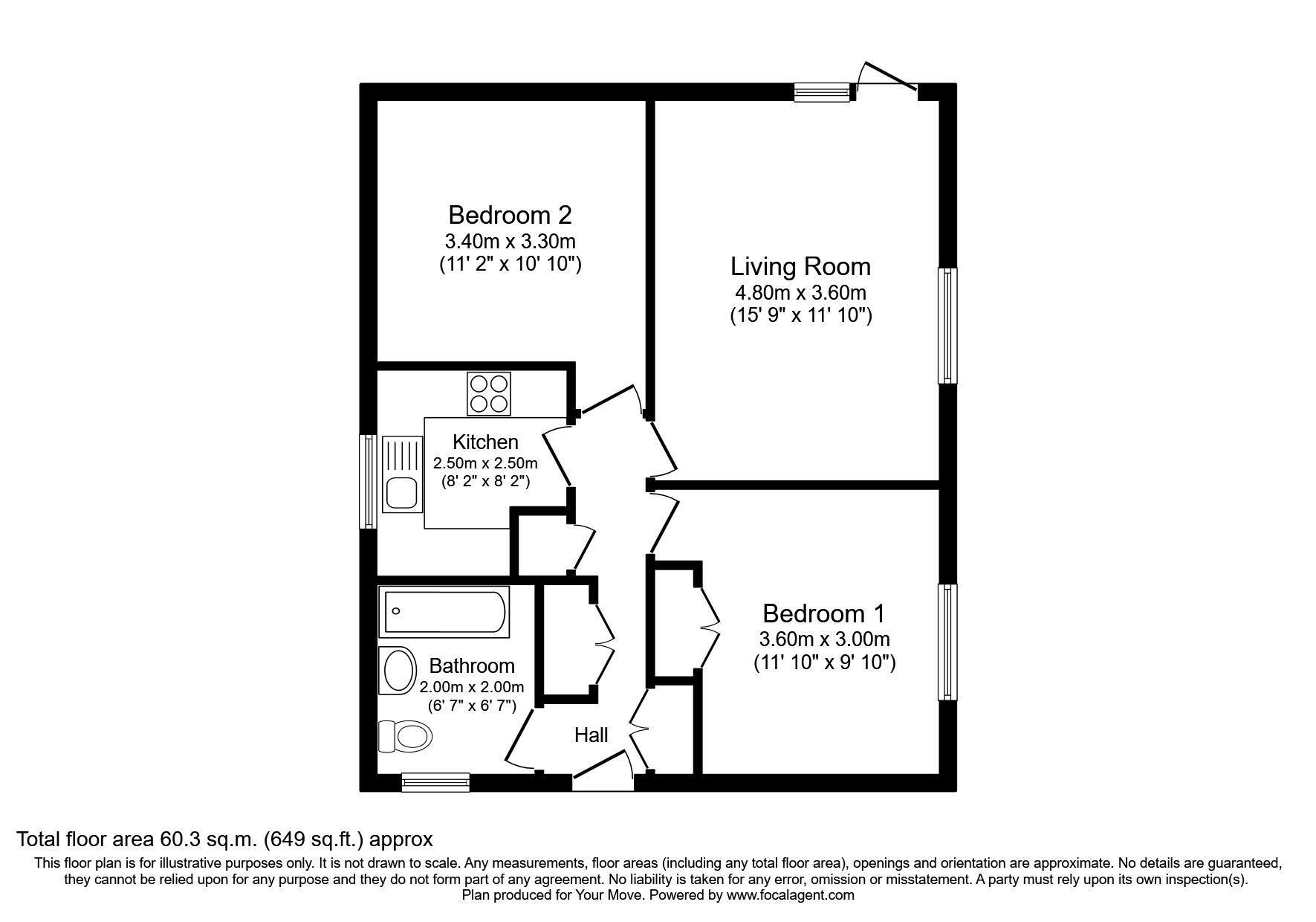 Floorplan of 2 bedroom Flat to rent, Biskra, Langley Road, Hertfordshire, WD17