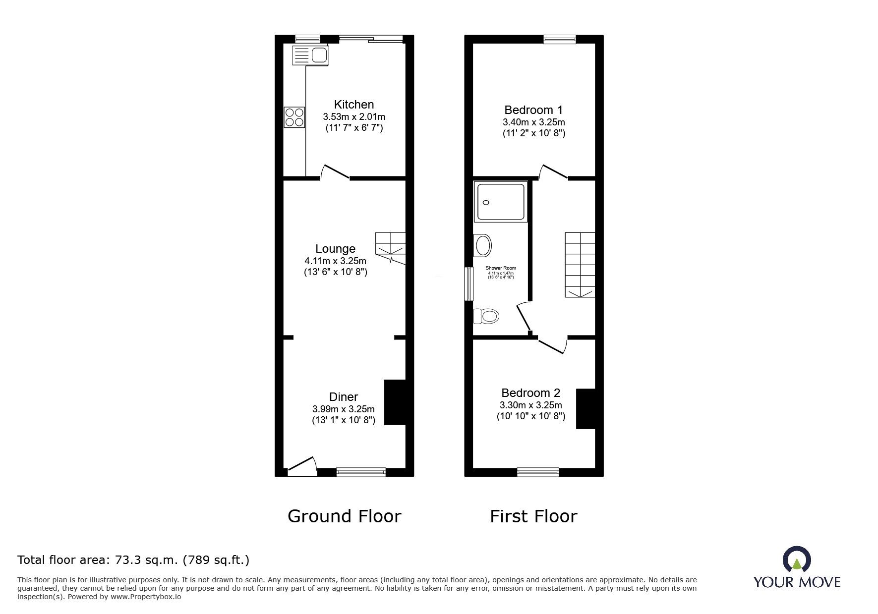 Floorplan of 2 bedroom Semi Detached House for sale, Cannon Road, Watford, Hertfordshire, WD18