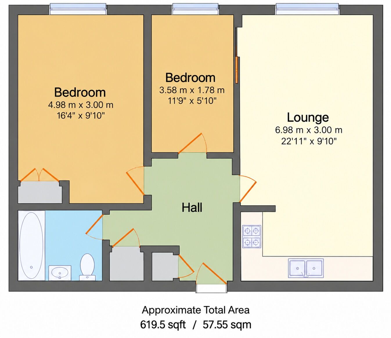 Floorplan of 2 bedroom Flat for sale, Whippendell Road, Watford, Hertfordshire, WD18