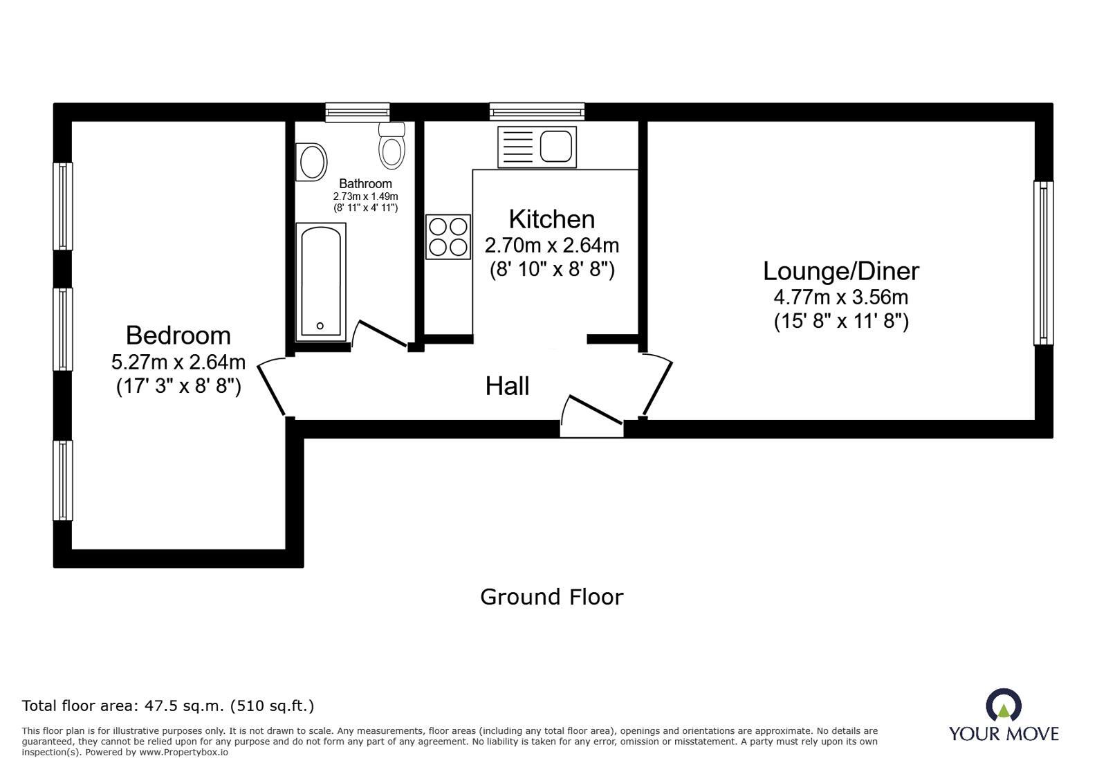 Floorplan of 1 bedroom Flat for sale, Horseshoe Lane, Watford, Hertfordshire, WD25