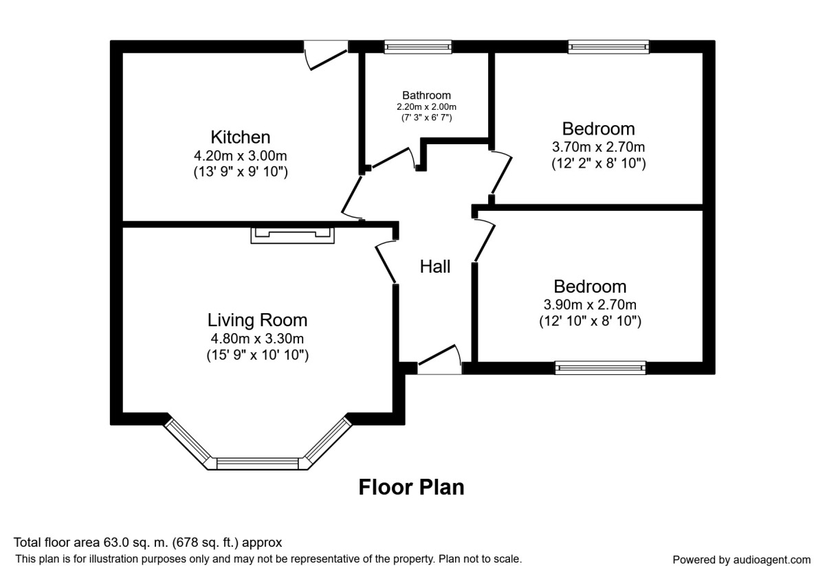 Floorplan of 2 bedroom Detached Bungalow to rent, Old Watford Road, Bricket Wood, Hertfordshire, AL2