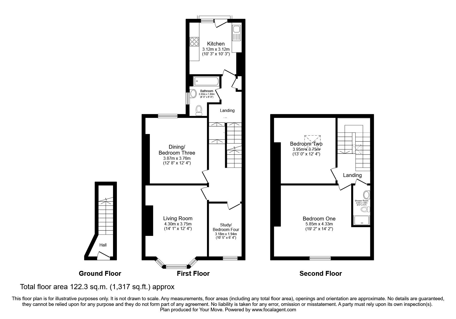 Floorplan of 4 bedroom  Flat to rent, Grafton Road, Whitley Bay, Tyne And Wear, NE26