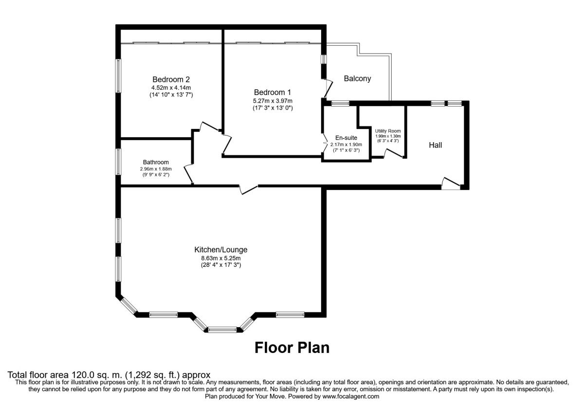 Floorplan of 2 bedroom  Flat to rent, Whitley Road, Whitley Bay, Tyne And Wear, NE26