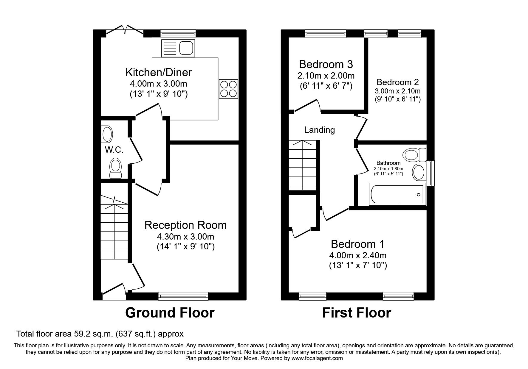 Floorplan of 3 bedroom Semi Detached House to rent, Rayburn Court, Blyth, Northumberland, NE24