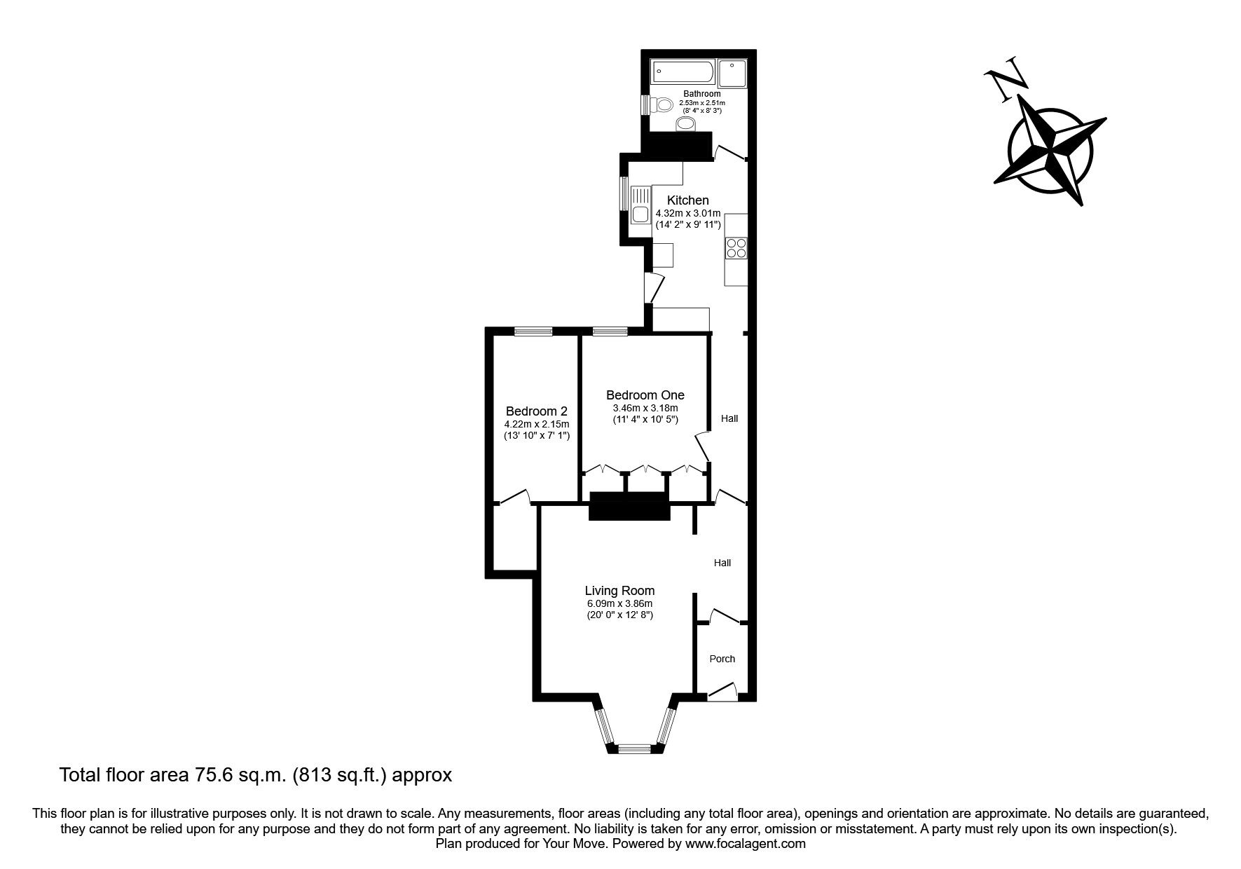 Floorplan of 2 bedroom  Flat to rent, Eskdale Terrace, Whitley Bay, Tyne and Wear, NE26