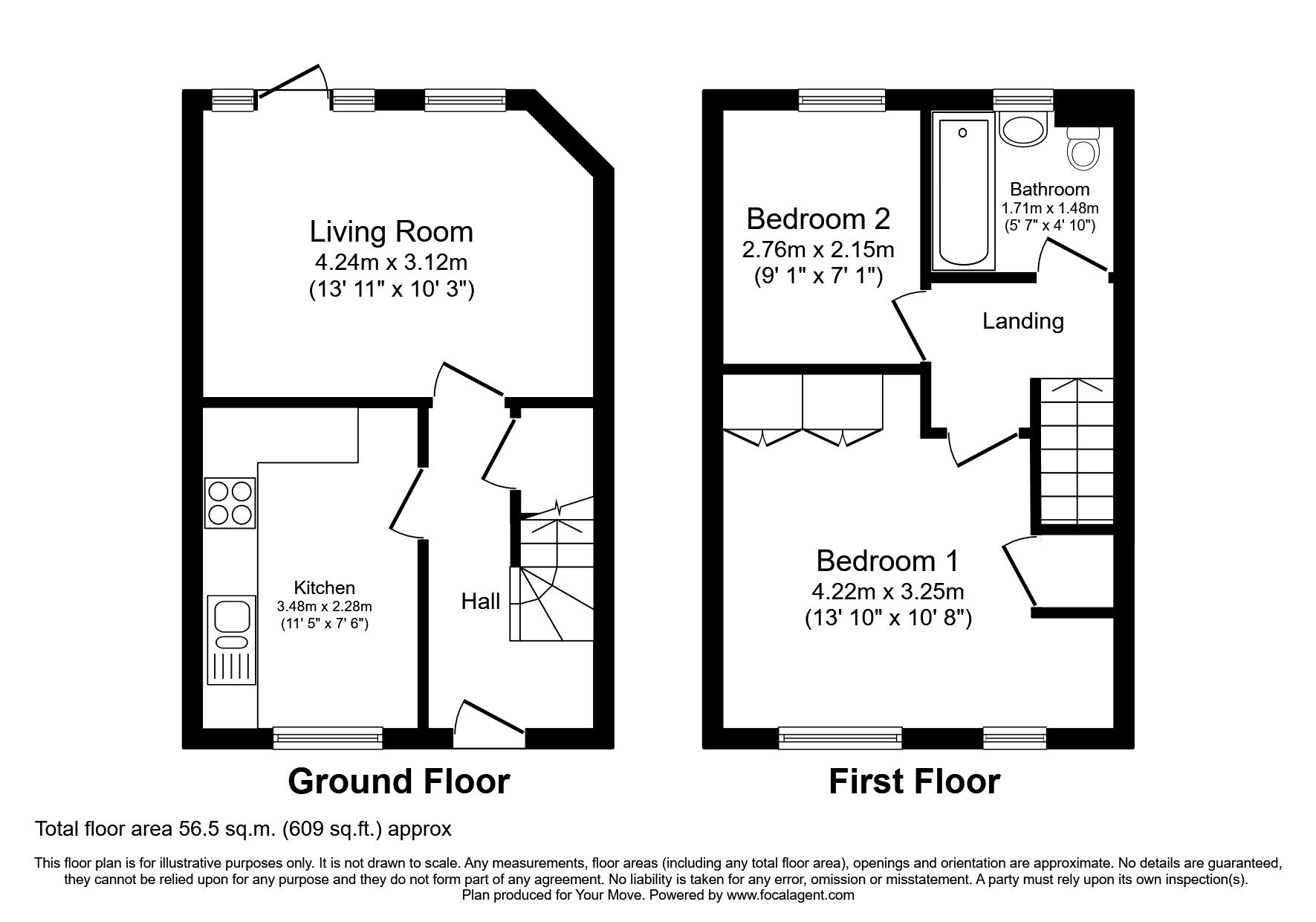 Floorplan of 2 bedroom Semi Detached House to rent, Church Mews, Backworth, Tyne and Wear, NE27