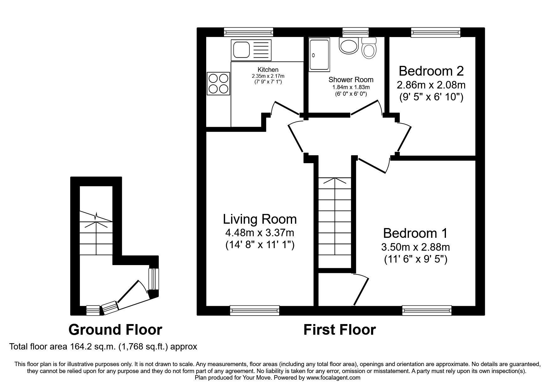 Floorplan of 2 bedroom  Flat to rent, Hillheads Court, Whitley Bay, Tyne and Wear, NE25