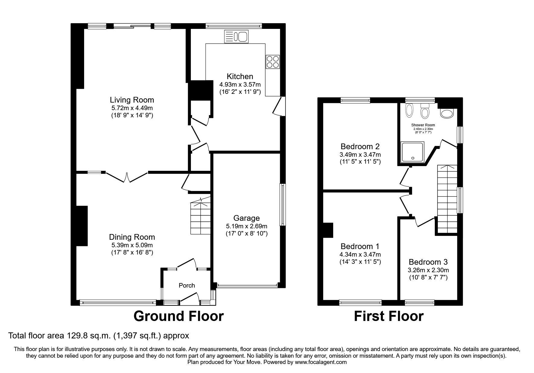 Floorplan of 3 bedroom Semi Detached House for sale, Northside Place, Holywell, Northumberland, NE25