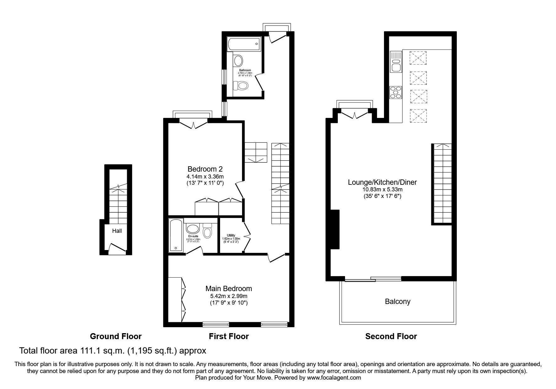 Floorplan of 2 bedroom  Flat to rent, Park Avenue, Whitley Bay, Tyne and Wear, NE26