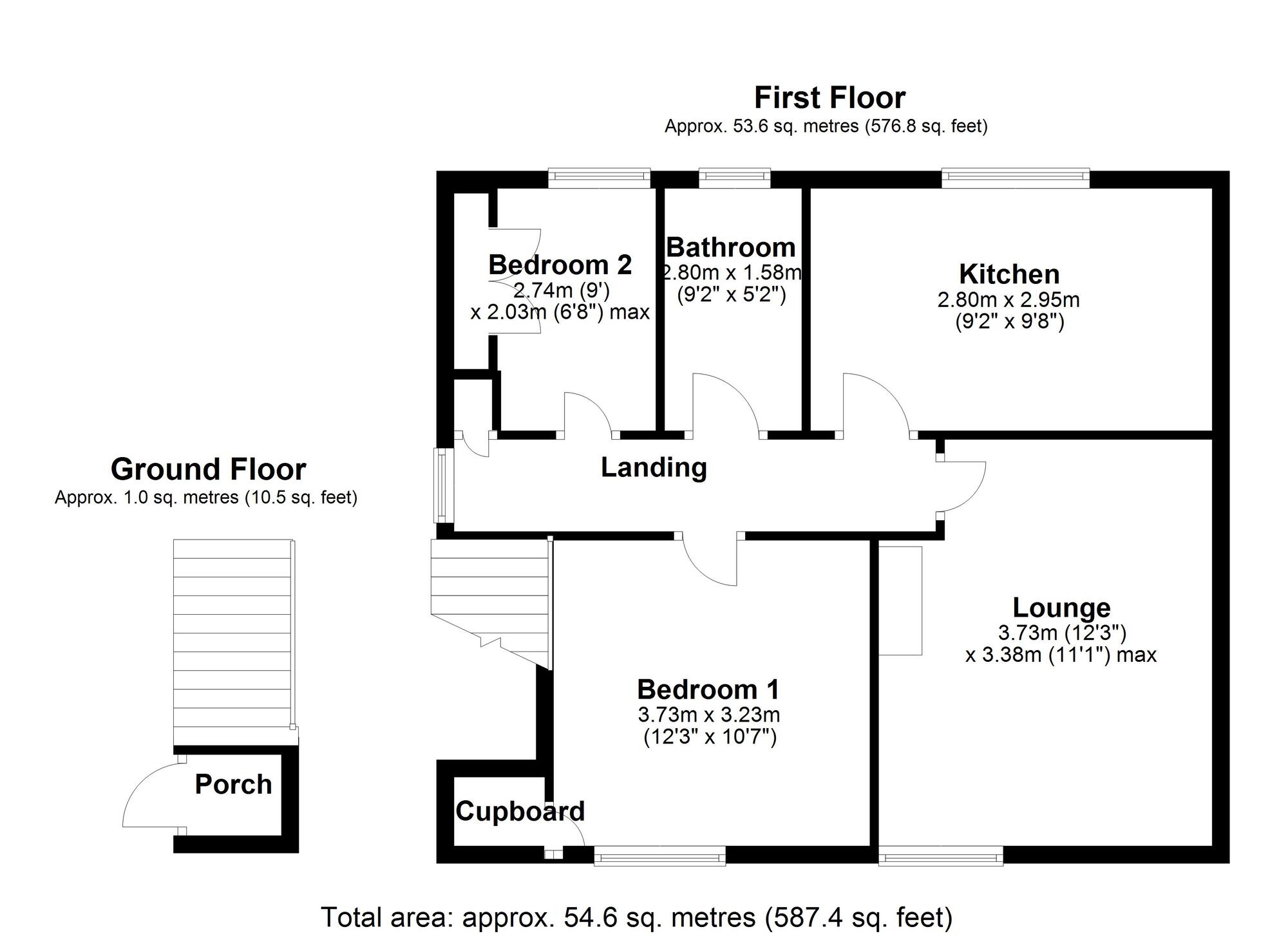 Floorplan of 2 bedroom End Terrace Flat for sale, Falmouth Road, Chirton Grange, North Tyneside,, NE29