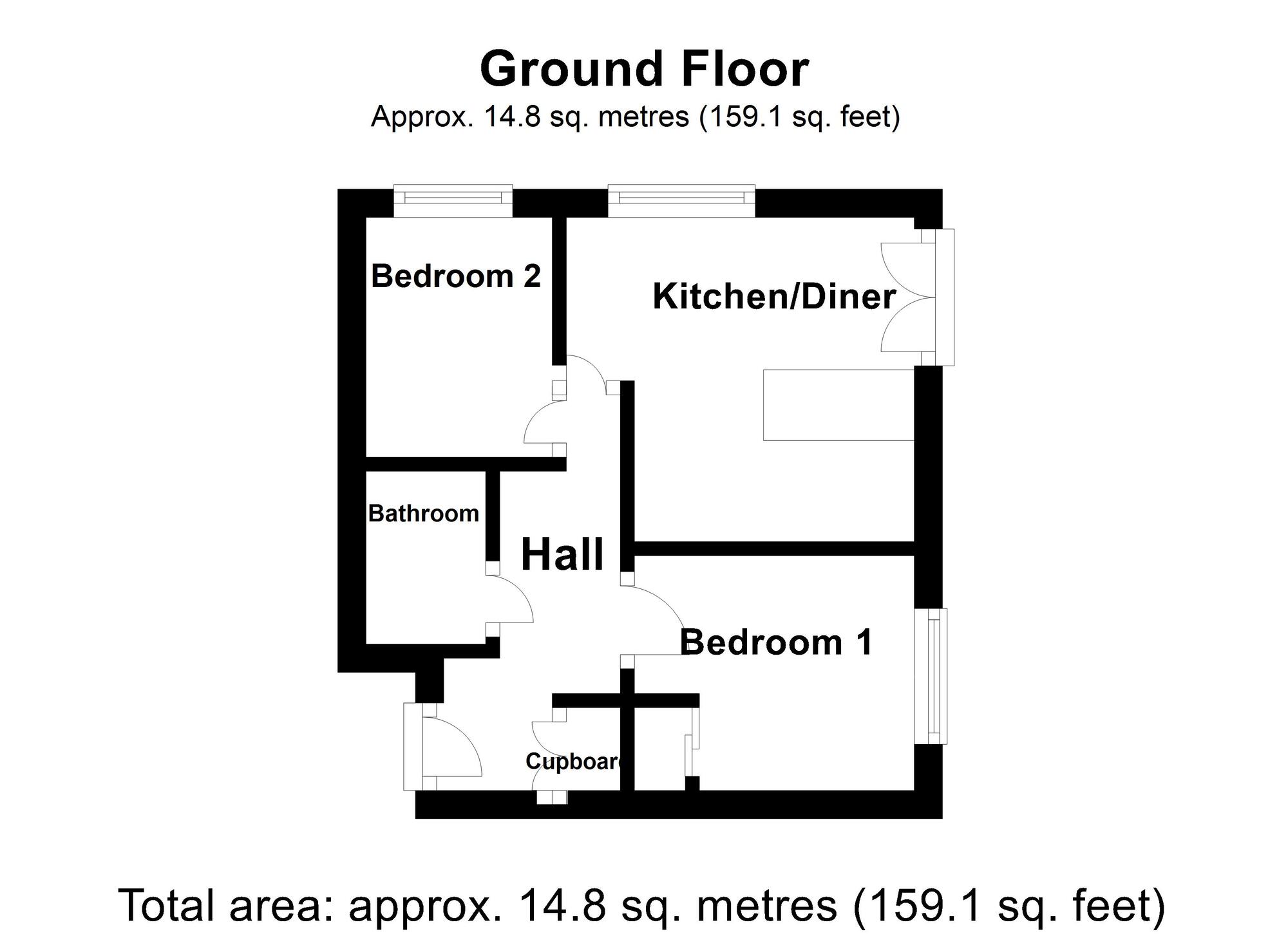 Floorplan of 2 bedroom  Flat for sale, Winslow Court, Cullercoats, North Shields, NE30