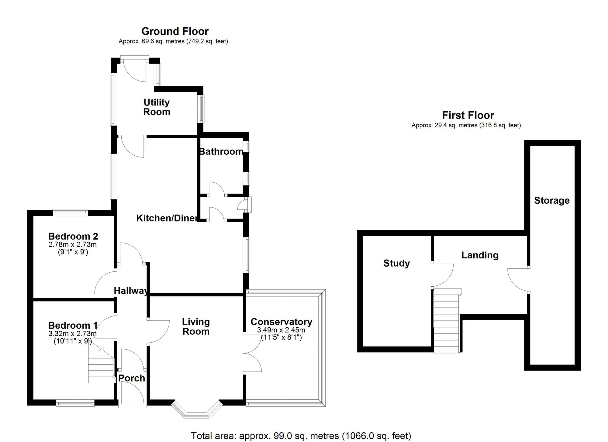 Floorplan of 2 bedroom Semi Detached Bungalow for sale, Pykerley Road, Whitley Bay, Tyne and Wear, NE25
