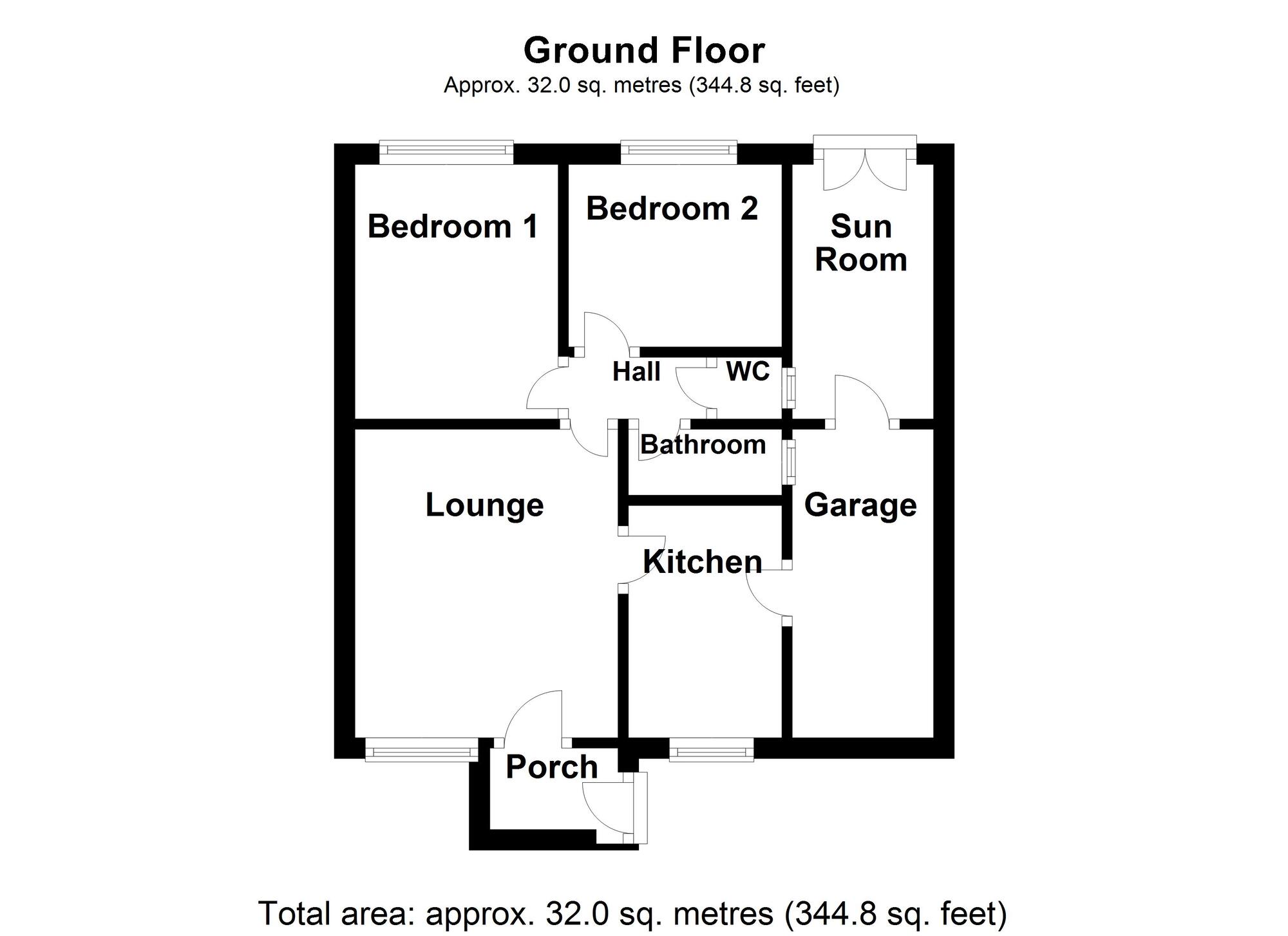 Floorplan of 2 bedroom Semi Detached Bungalow for sale, Langdale, Whitley Bay, Tyne and Wear, NE25
