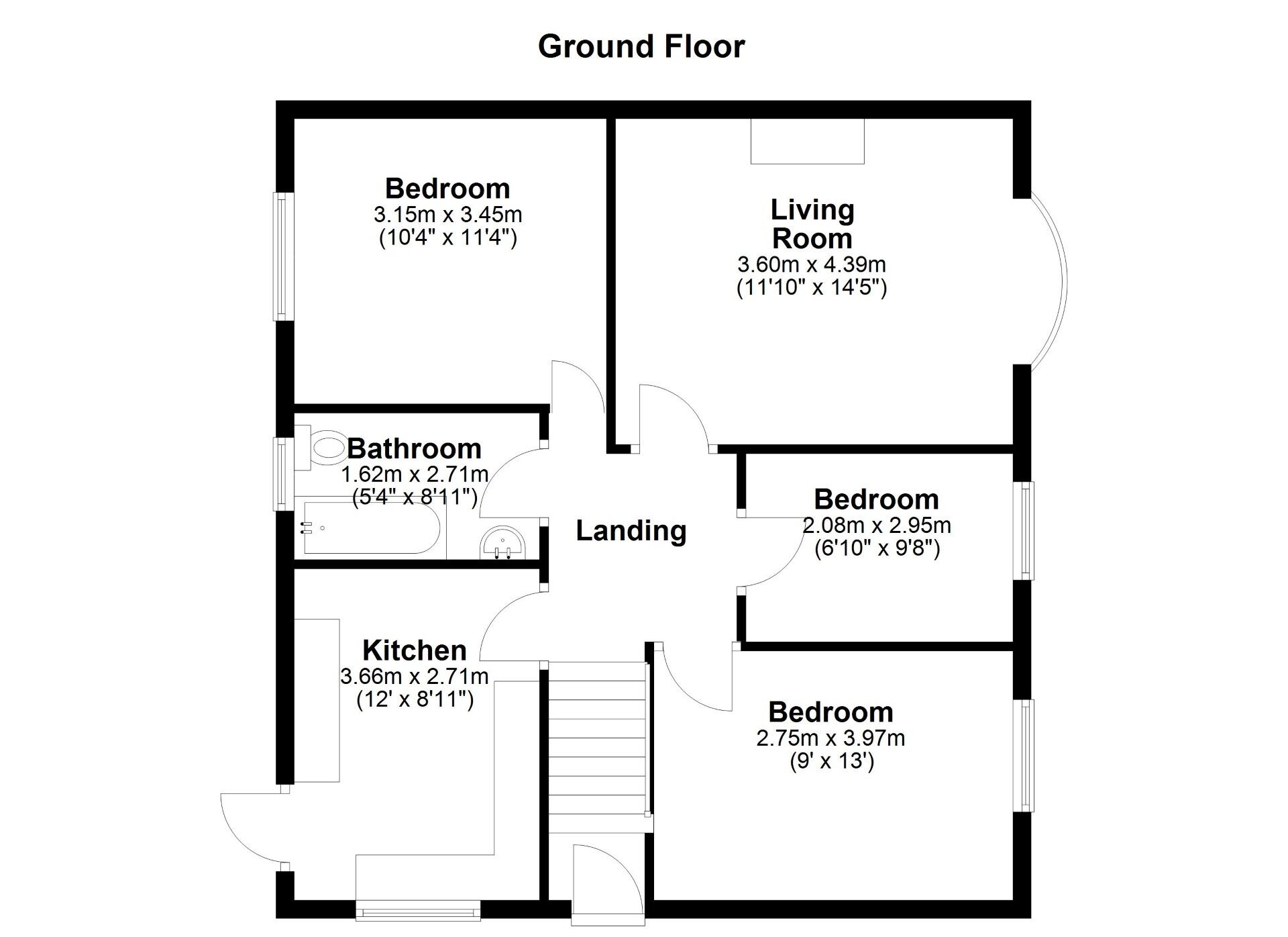 Floorplan of 3 bedroom  Flat for sale, Tintern Crescent, Newcastle upon Tyne, Tyne and Wear, NE6