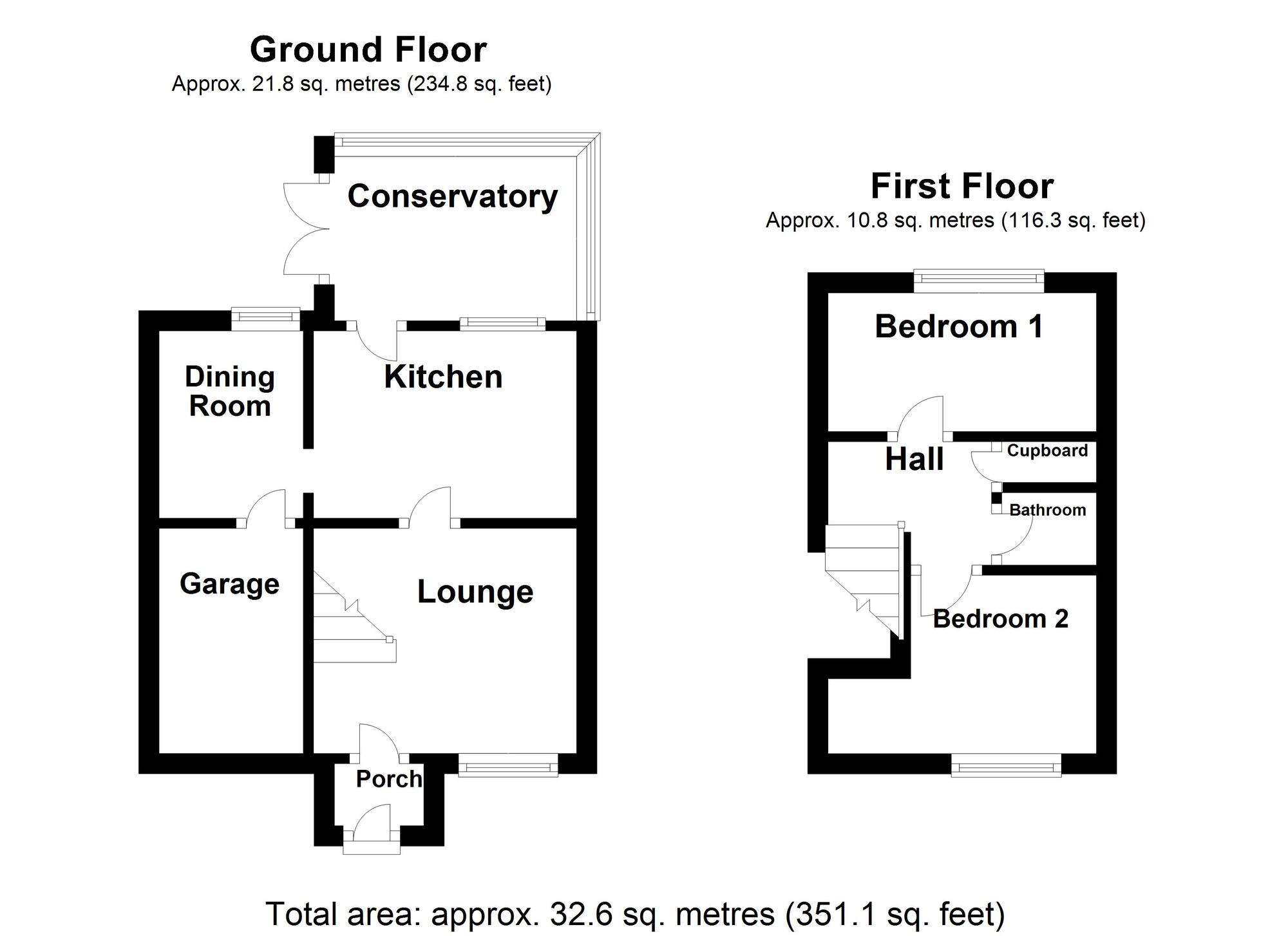 Floorplan of 2 bedroom Semi Detached House for sale, Horsley Gardens, Holywell, Northumberland, NE25