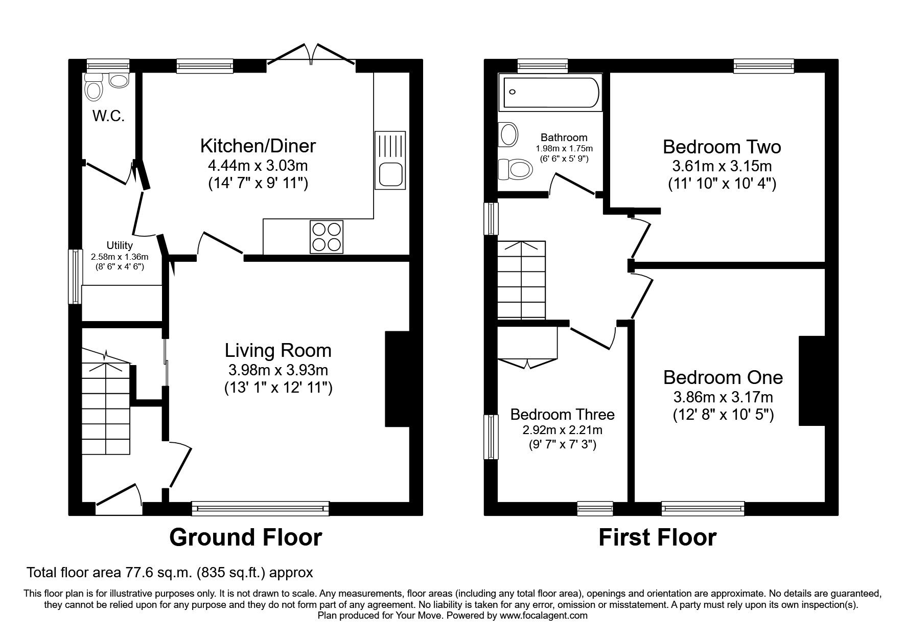 Floorplan of 3 bedroom Semi Detached House for sale, Rake Lane, North Shields, Tyne and Wear, NE29
