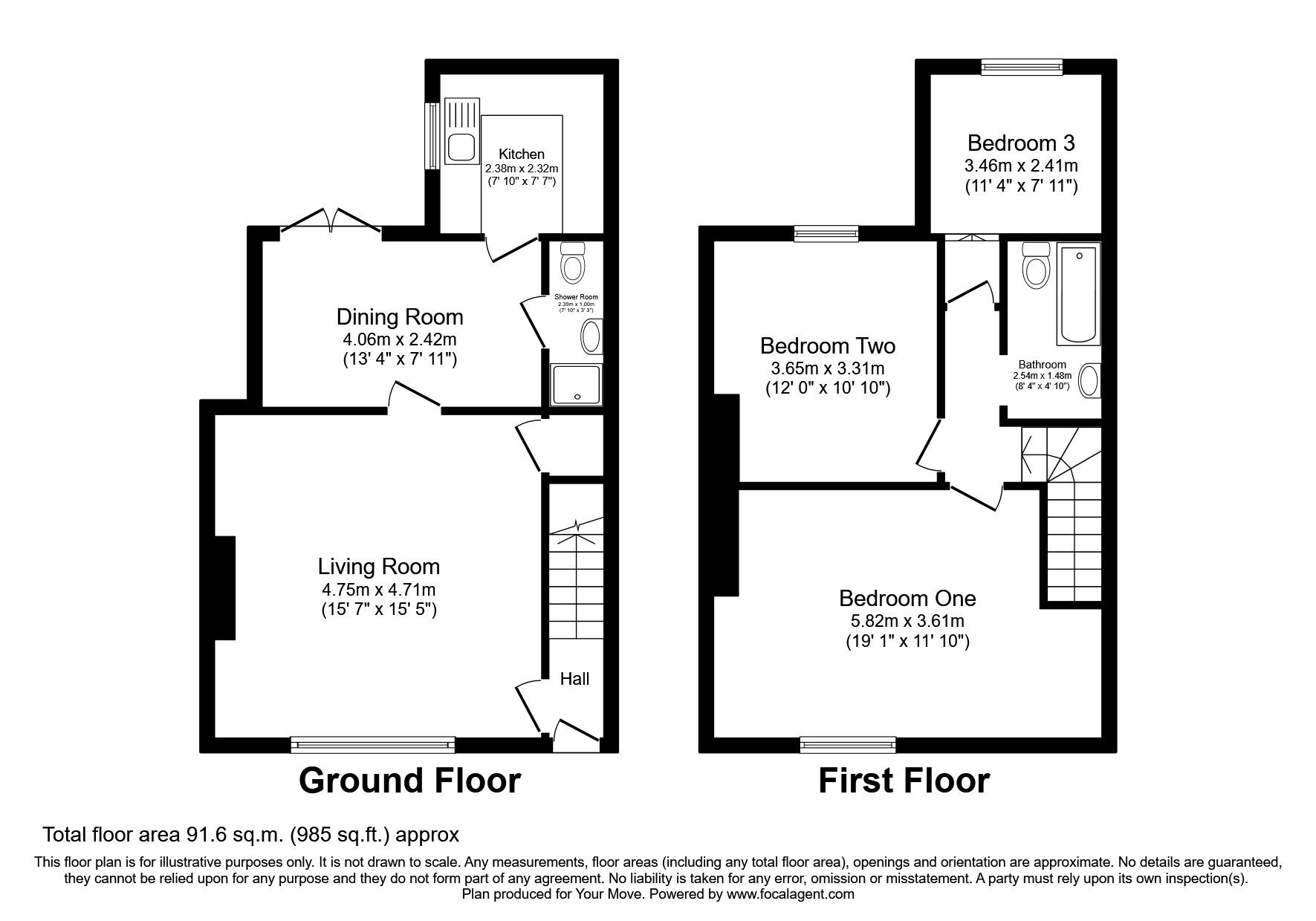 Floorplan of 3 bedroom Mid Terrace House for sale, South Street, Shiremoor, Tyne and Wear, NE27