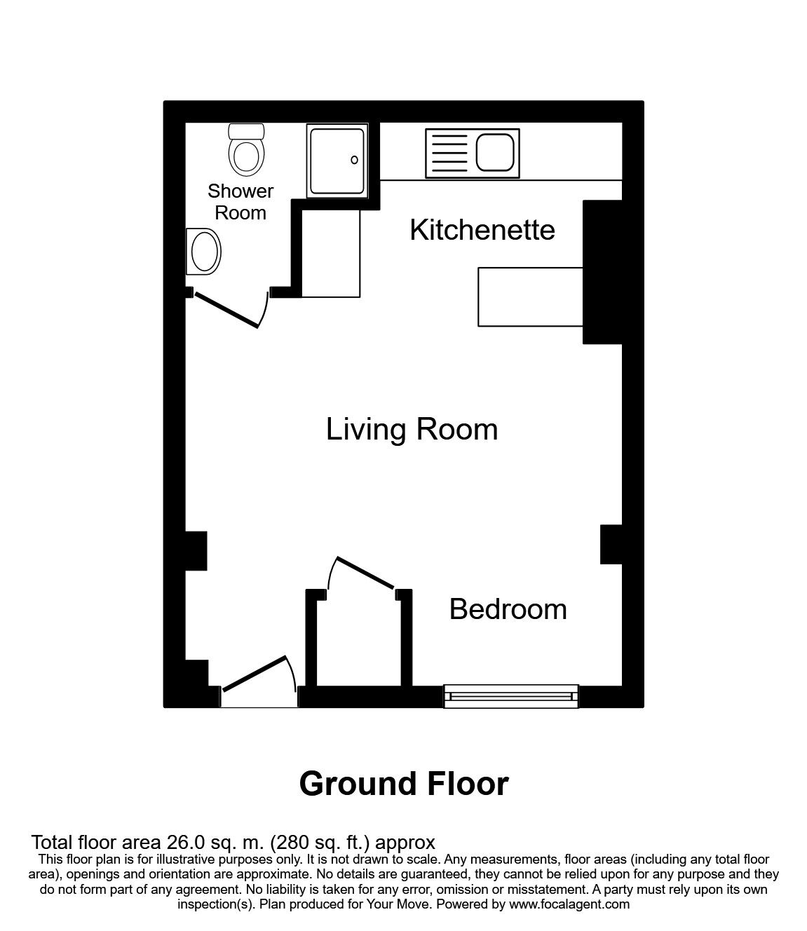 Floorplan of 1 bedroom  Flat for sale, Esplanade Place, Whitley Bay, NE26