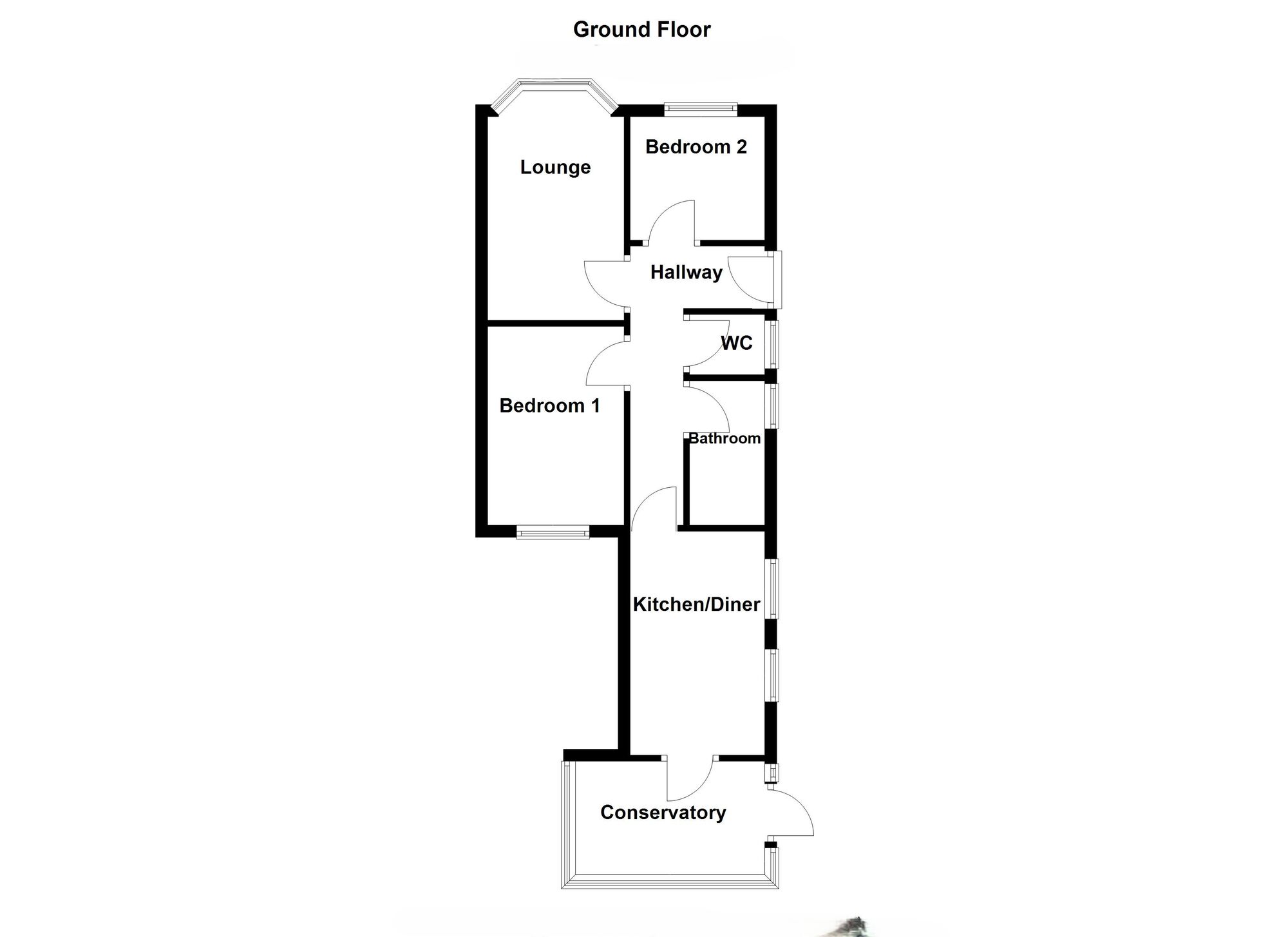 Floorplan of 2 bedroom Semi Detached Bungalow for sale, Green Square, Whitley Bay, Tyne and Wear, NE25