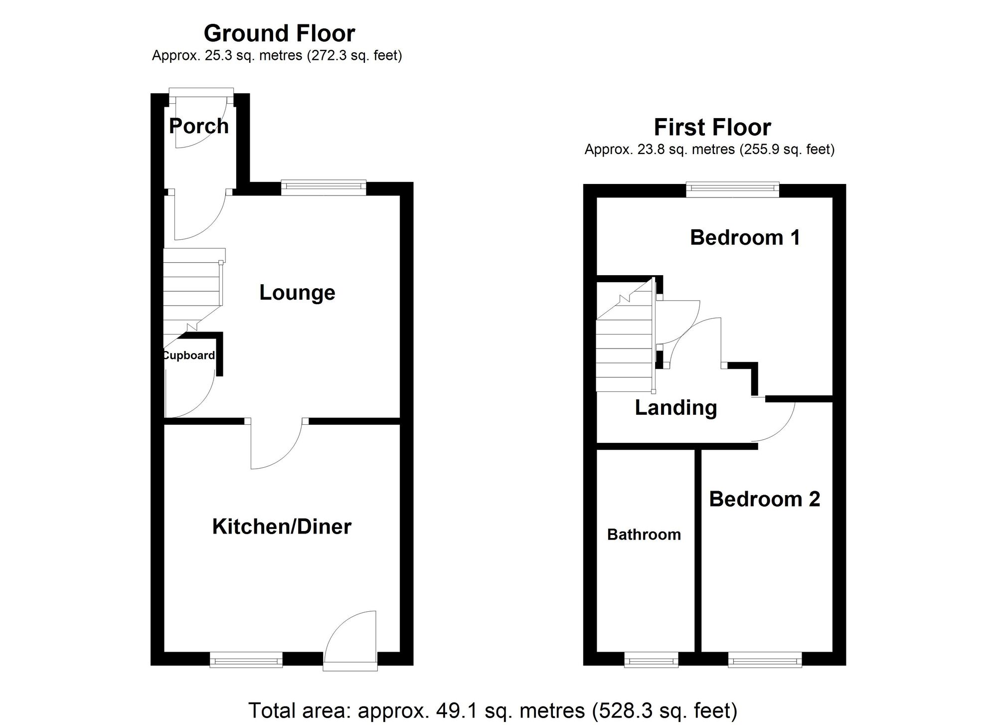 Floorplan of 2 bedroom Mid Terrace House for sale, Northumbrian Way, North Shields, Tyne and Wear, NE29