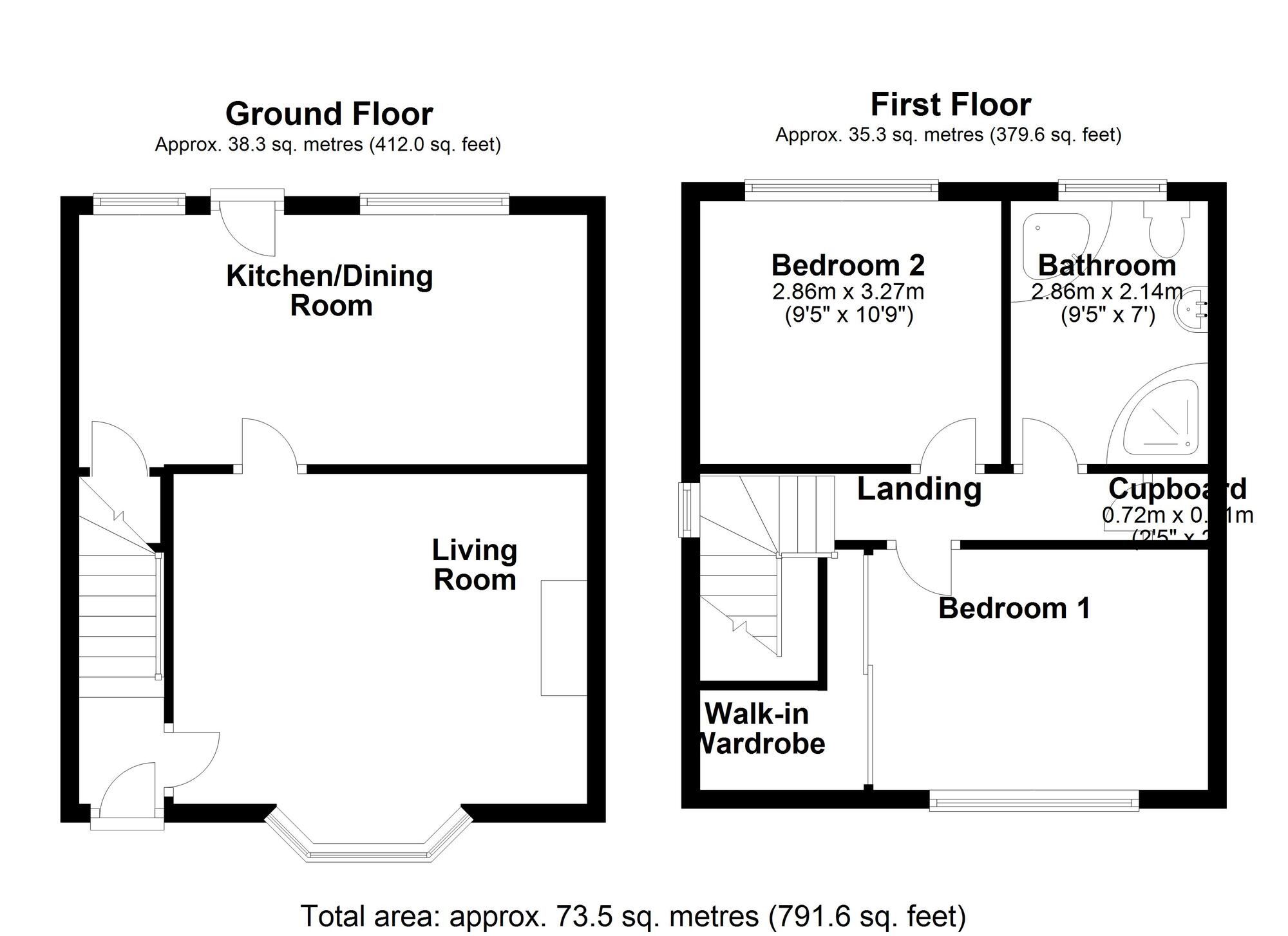 Floorplan of 2 bedroom Semi Detached House for sale, Park Avenue, Shiremoor, Tyne and Wear, NE27