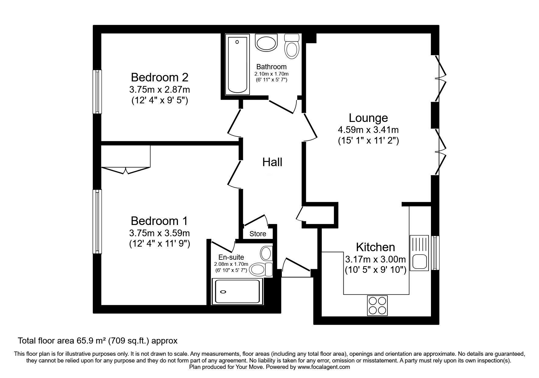 Floorplan of 2 bedroom  Flat for sale, Dukesfield, Shiremoor, Tyne and Wear, NE27