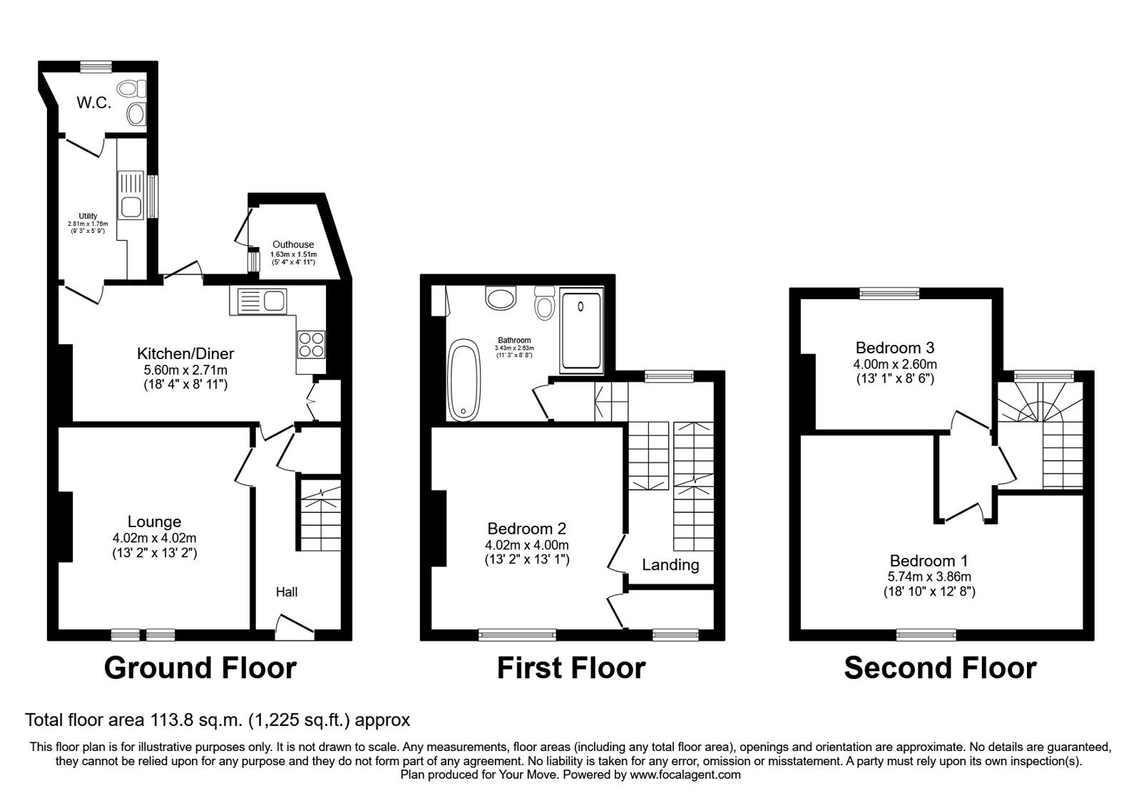 Floorplan of 3 bedroom Mid Terrace House for sale, Cecil Street, North Shields, Tyne and Wear, NE29