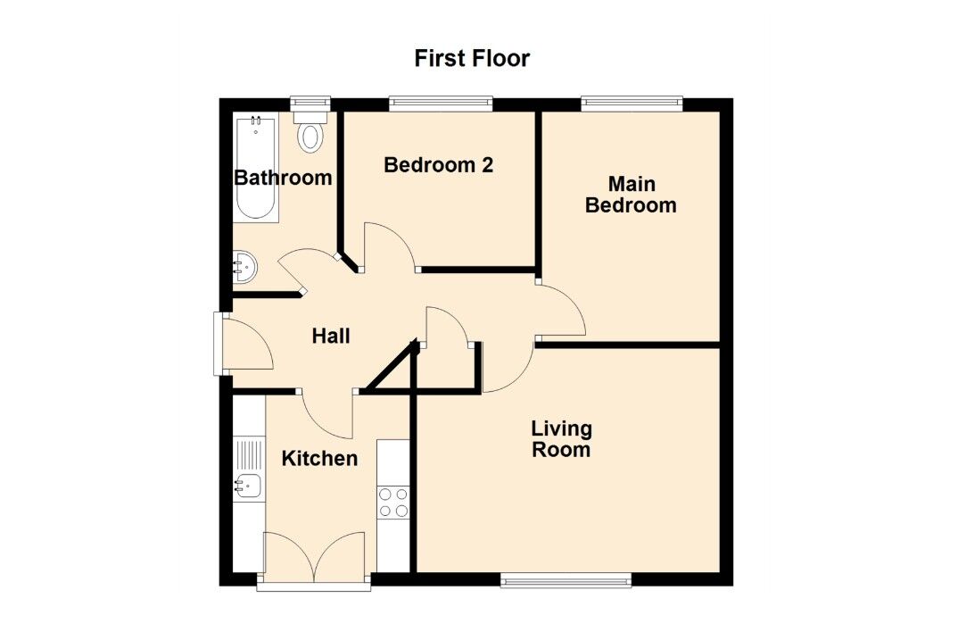 Floorplan of 2 bedroom Flat for sale, Beachborough Close, North Shields, Tyne and Wear, NE29
