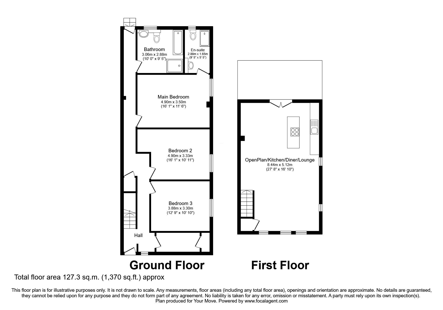 Floorplan of 3 bedroom End Terrace House for sale, John Street, Cullercoats, Tyne and Wear, NE30