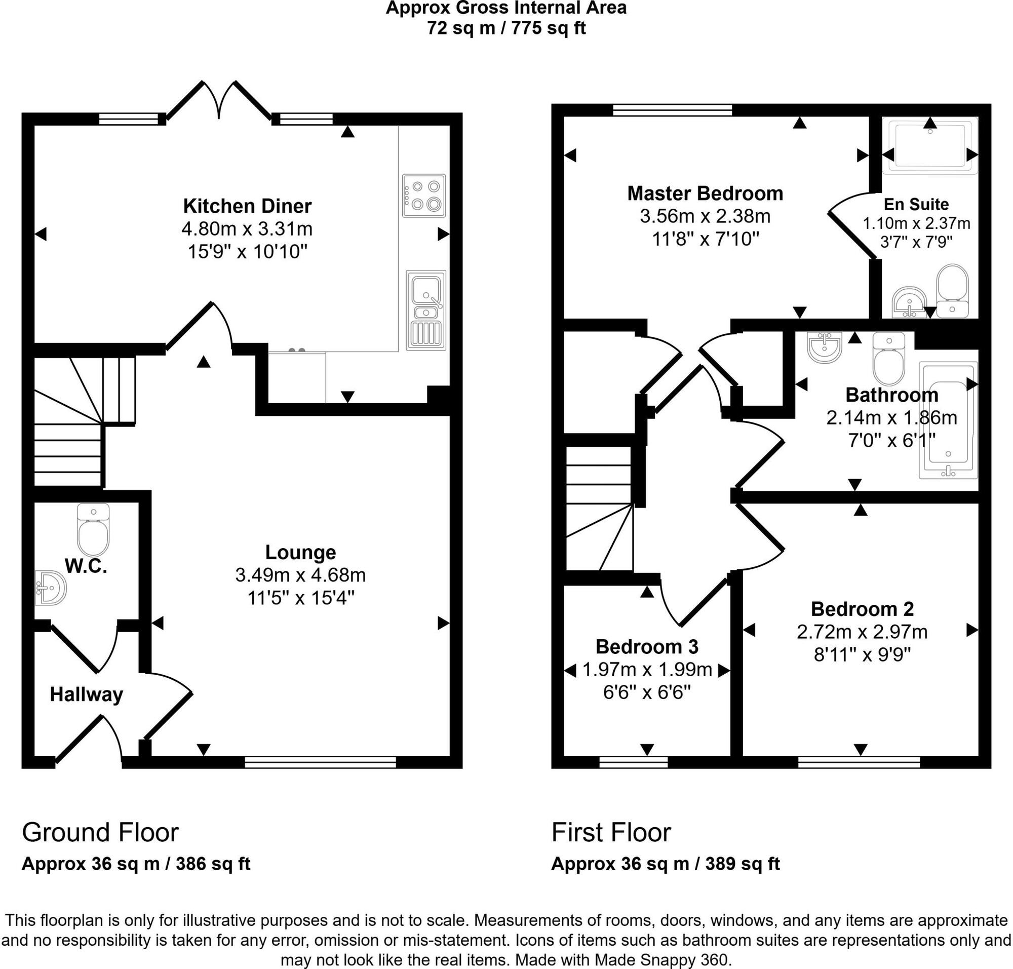 Floorplan of 3 bedroom Semi Detached House for sale, Baroney Way, St. Nicholas Manor, Northumberland, NE23