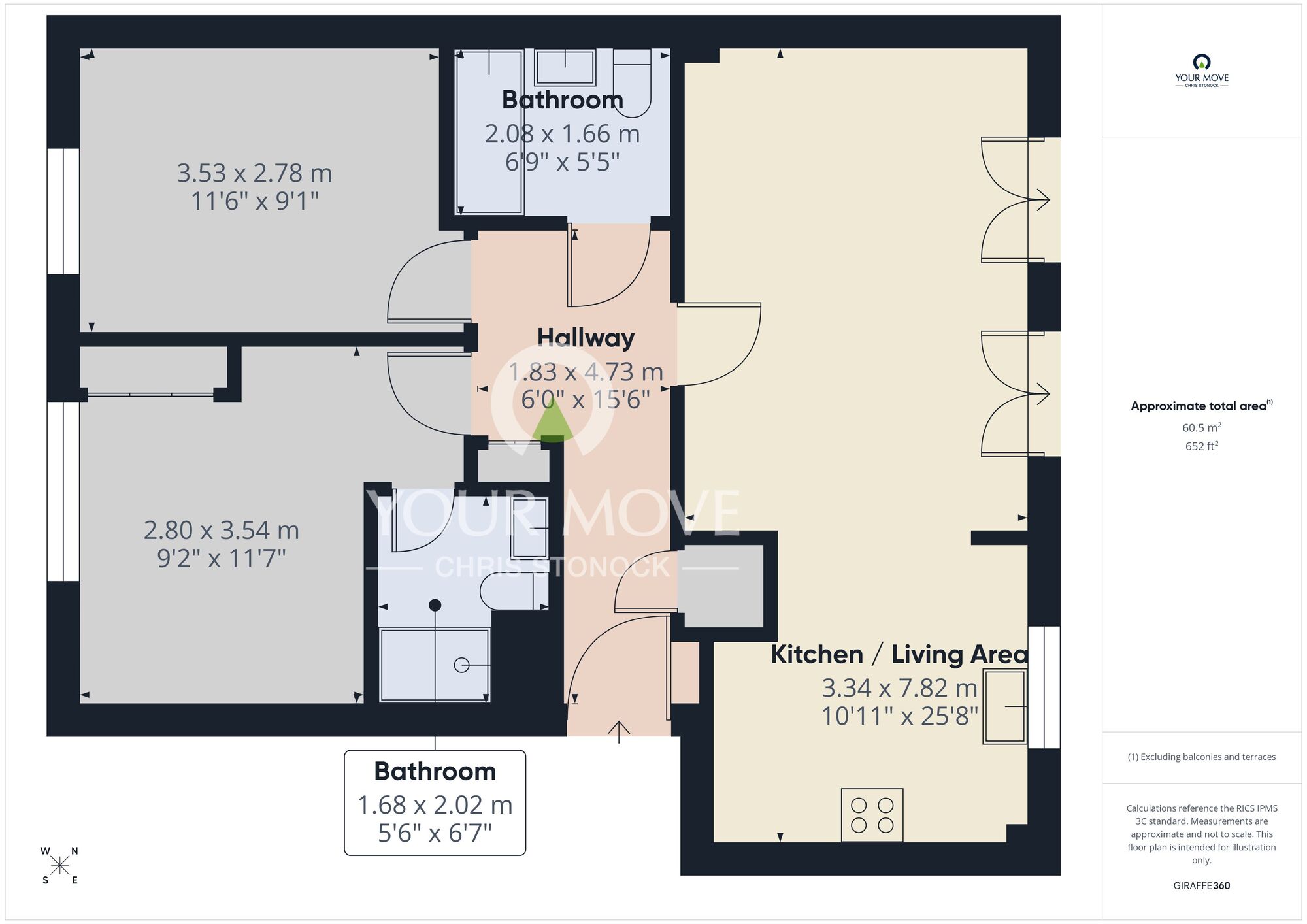 Floorplan of 2 bedroom Flat for sale, Dukesfield, Shiremoor, Tyne and Wear, NE27