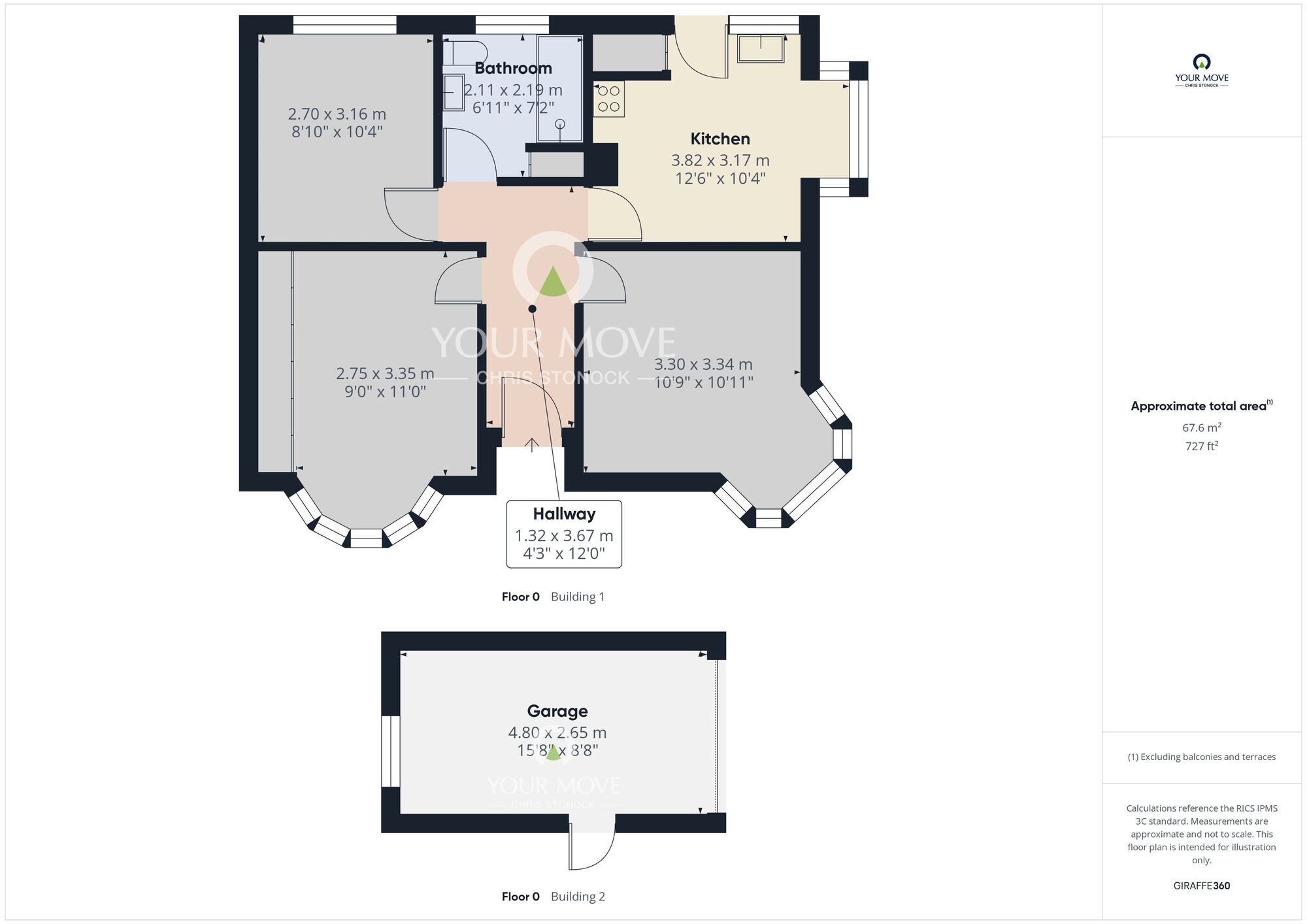 Floorplan of 2 bedroom Semi Detached Bungalow for sale, Monks Avenue, Whitley Bay, Tyne and Wear, NE25