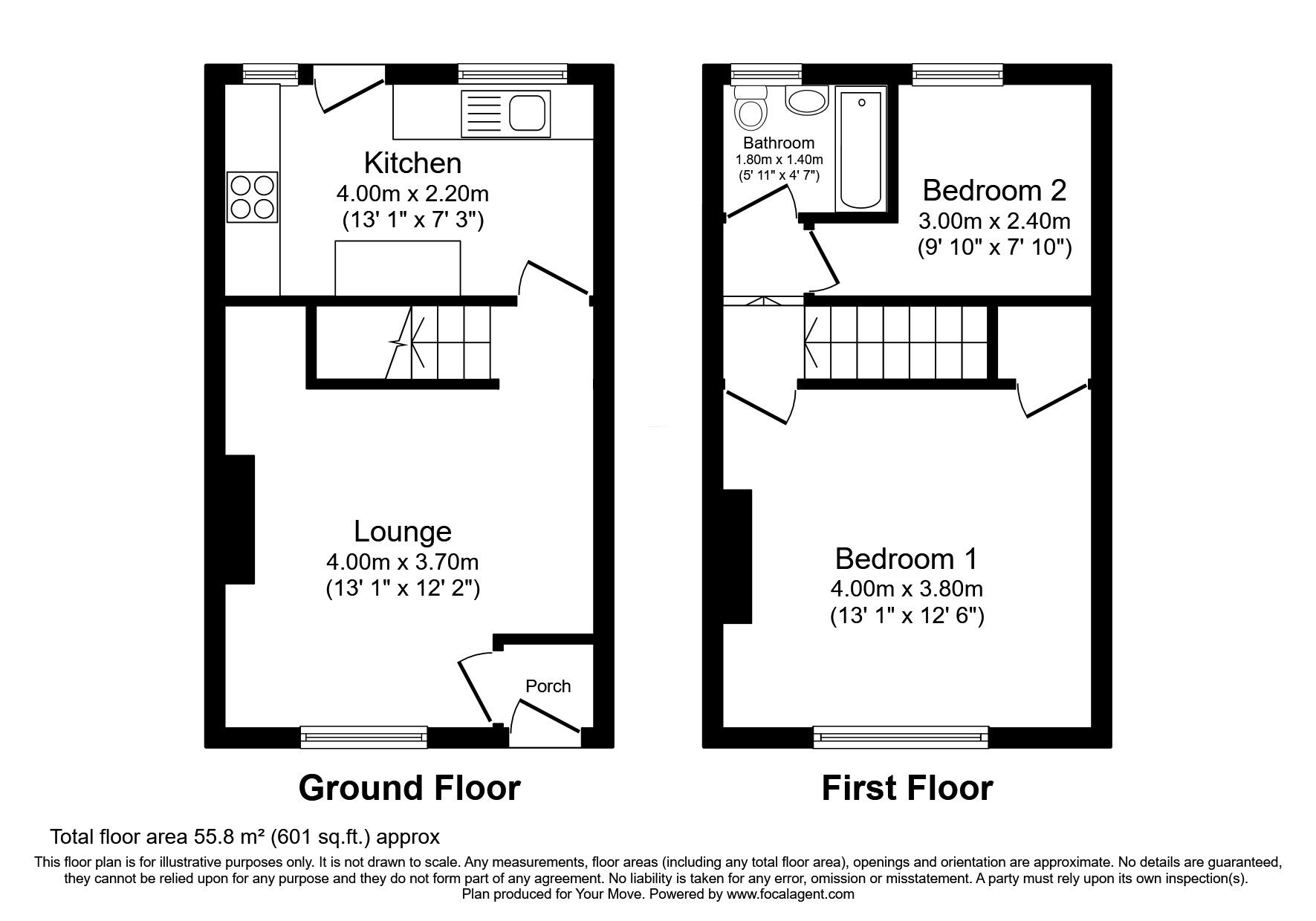 Floorplan of 2 bedroom Mid Terrace House for sale, Gladstone Street, Blyth, Northumberland, NE24