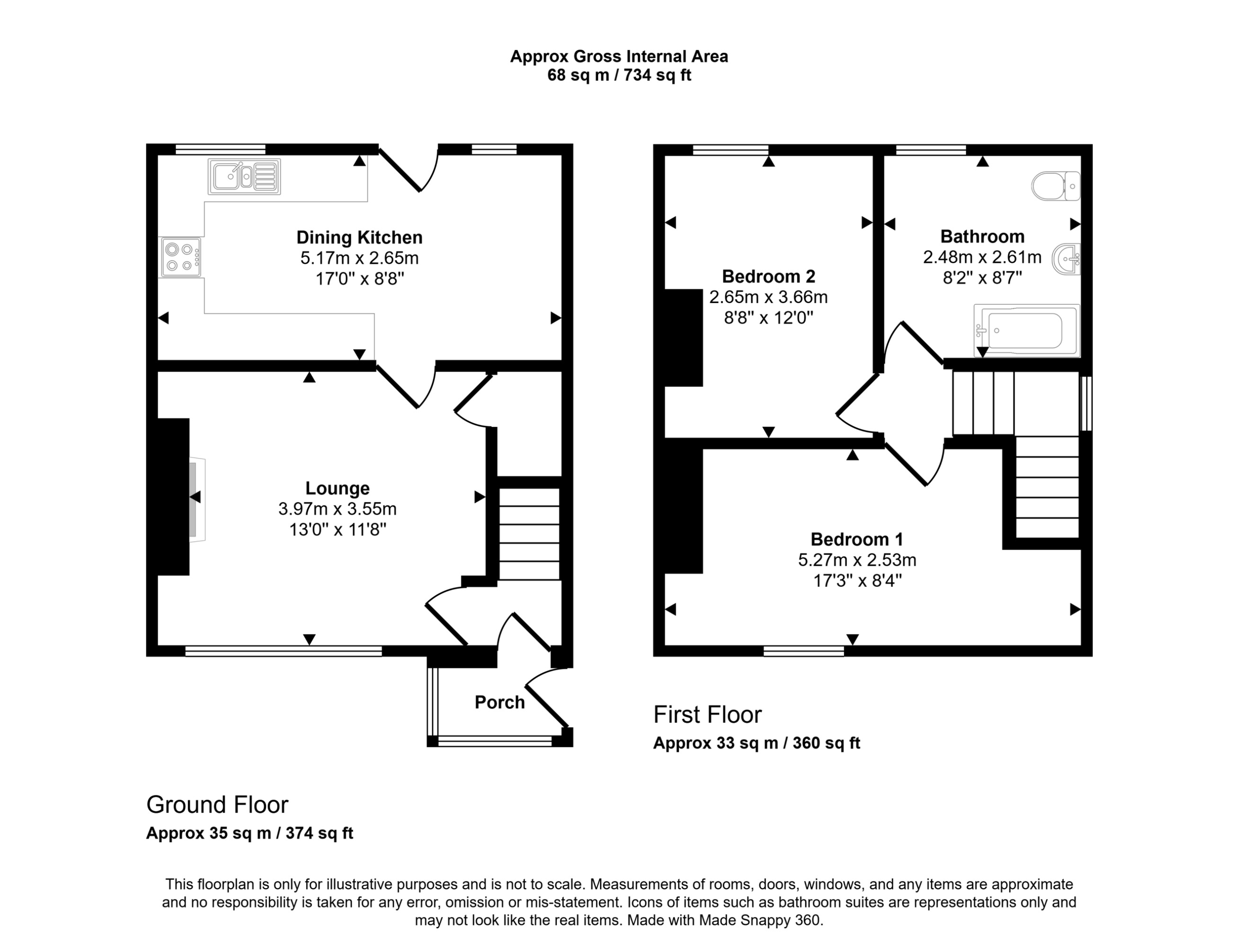 Floorplan of 2 bedroom Semi Detached House for sale, Killingworth Lane, Backworth, Tyne and Wear, NE27