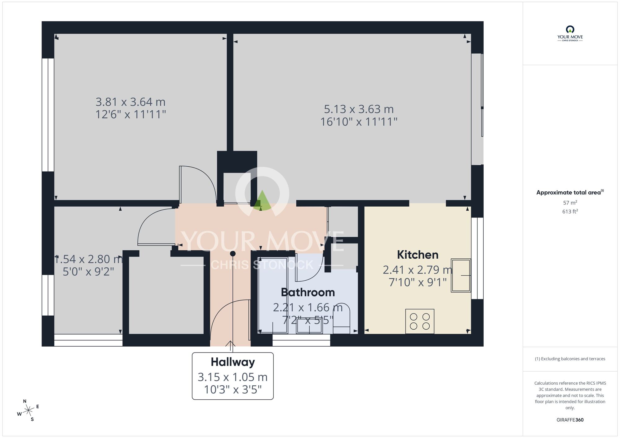 Floorplan of 2 bedroom Semi Detached Bungalow for sale, Carlcroft Place, Cramlington, Northumberland, NE23