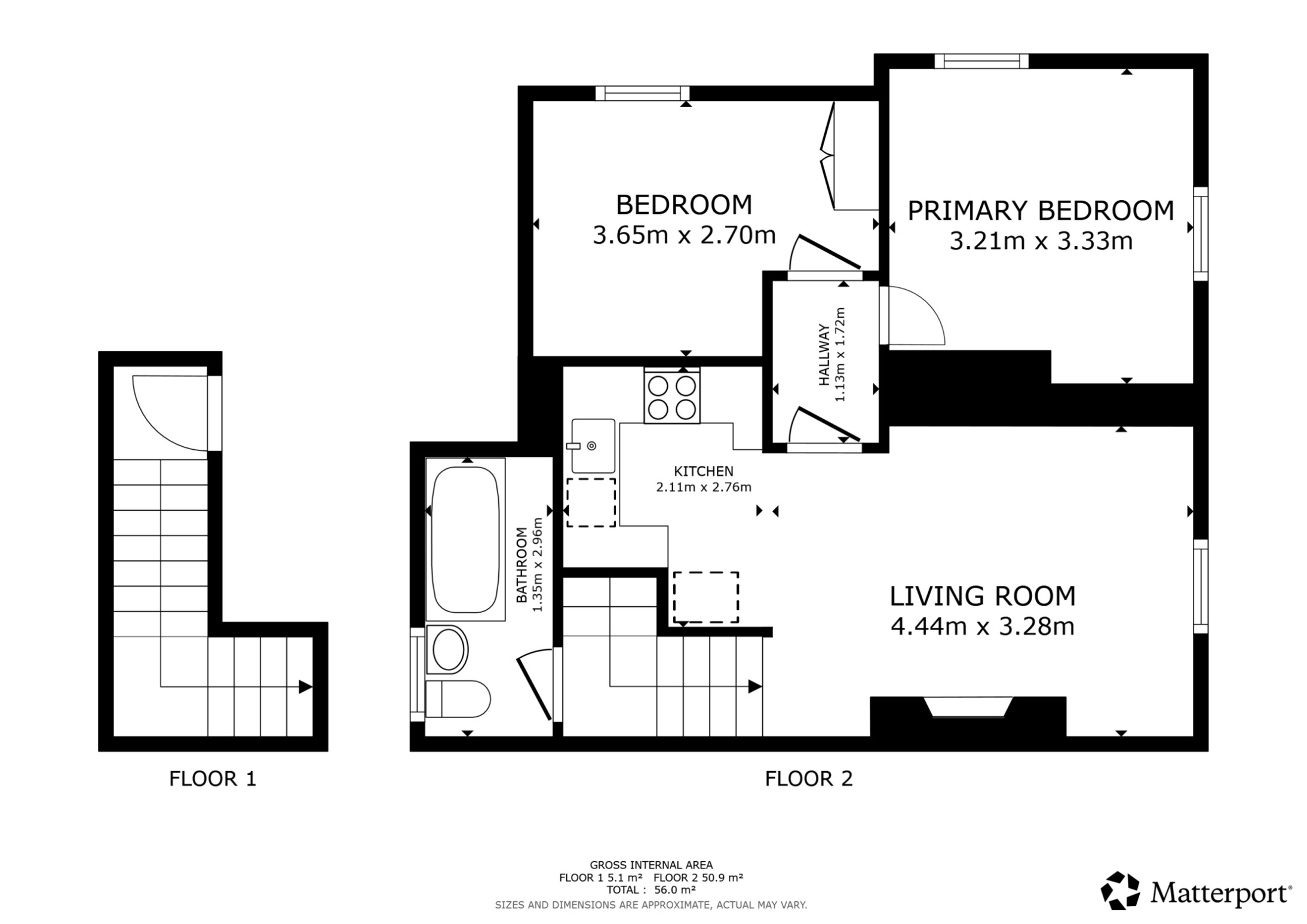 Floorplan of 2 bedroom Flat for sale, Grafton Road, Whitley Bay, Tyne and Wear, NE26