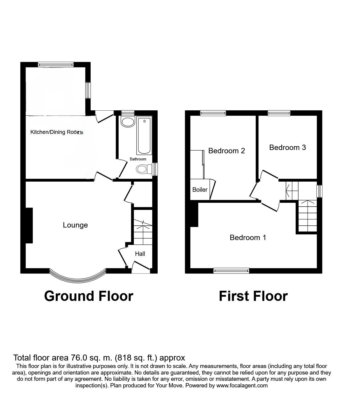Floorplan of 3 bedroom Semi Detached House to rent, 40 Park Grove, Shiremoor, Tyne and Wear, NE27
