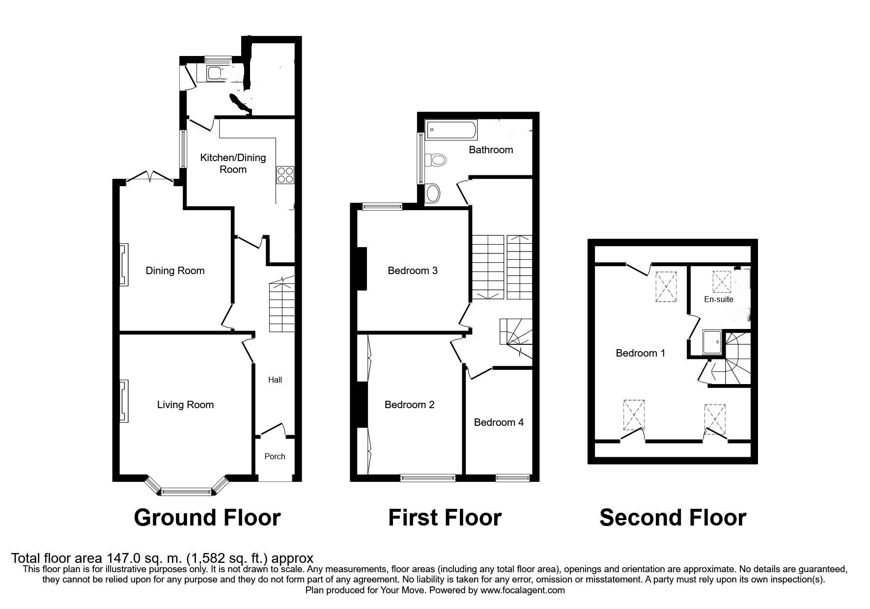 Floorplan of 4 bedroom Mid Terrace House for sale, Charles Avenue, Whitley Bay, Tyne and Wear, NE26
