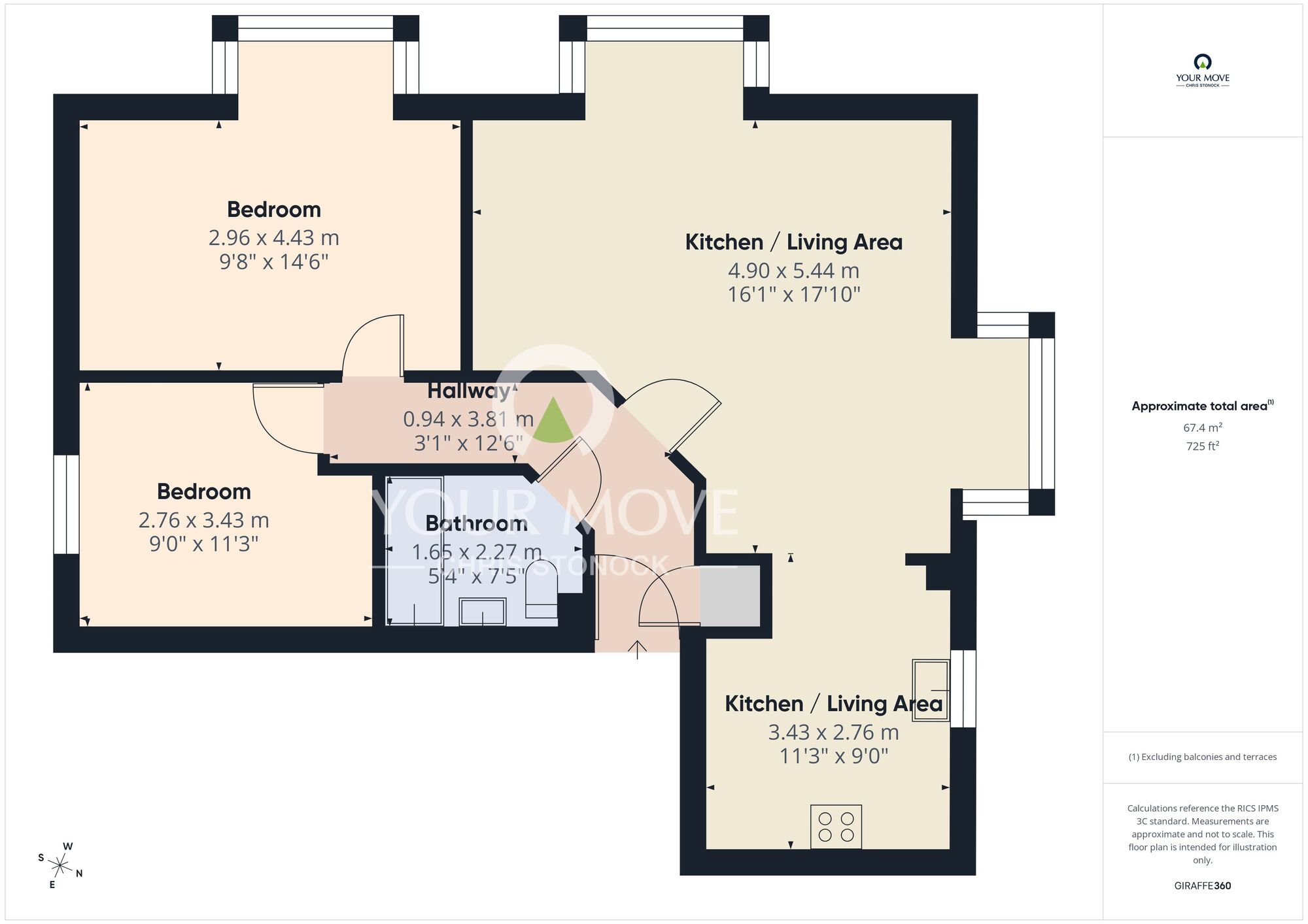 Floorplan of 2 bedroom Flat for sale, Abbey Court, Shiremoor, Tyne and Wear, NE27