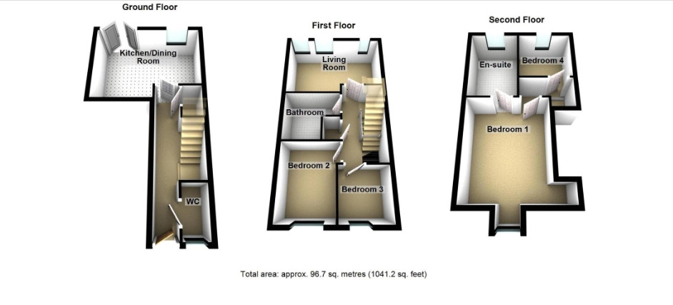 Floorplan of 4 bedroom End Terrace House for sale, Churchill Court, Whitley Bay, Tyne and Wear, NE25