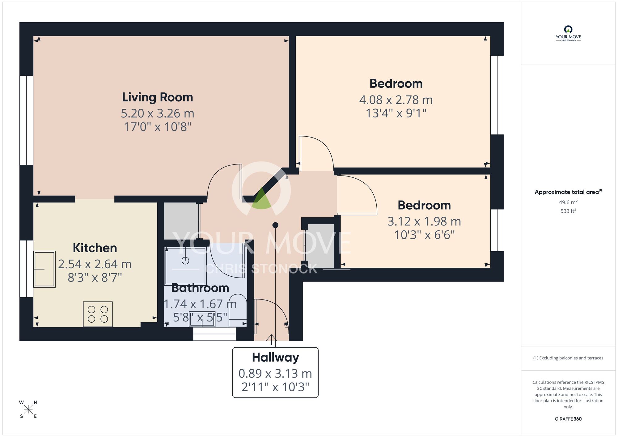 Floorplan of 2 bedroom Flat for sale, Hillheads Court, Whitley Bay, North Tyneside, NE25