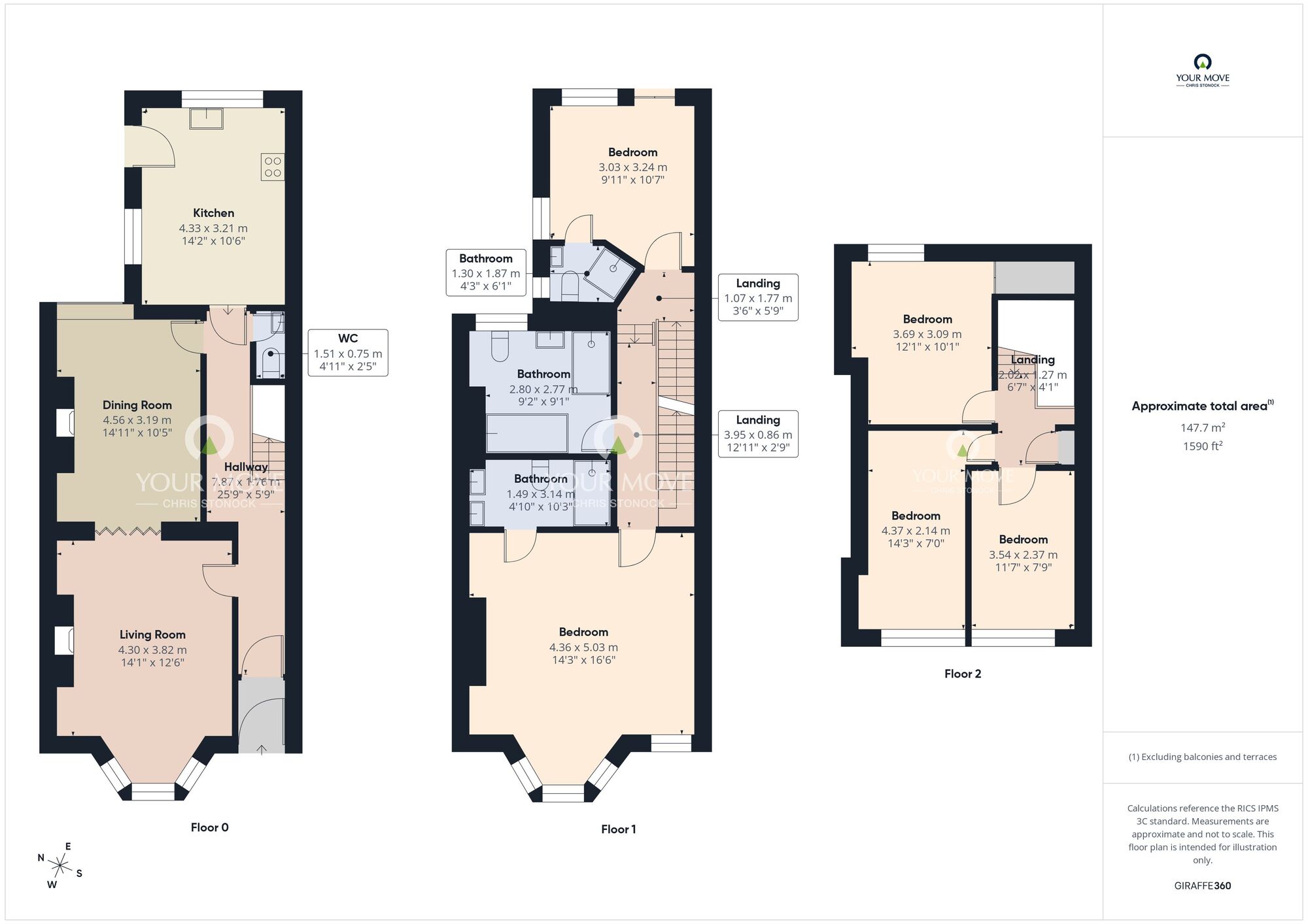 Floorplan of 5 bedroom Mid Terrace House for sale, Charles Avenue, Whitley Bay, Tyne and Wear, NE26