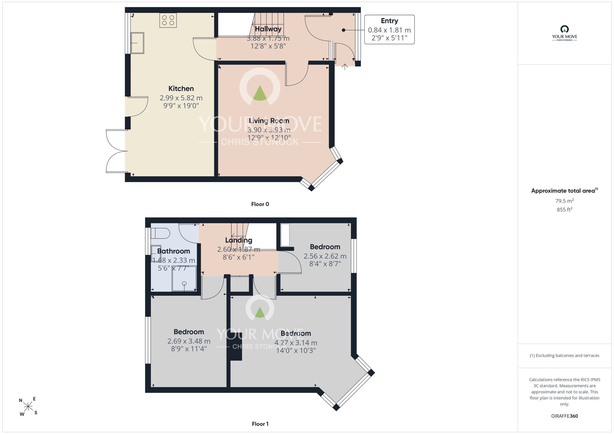 Floorplan of 3 bedroom End Terrace House for sale, Cauldwell Avenue, Whitley Bay, Tyne and Wear, NE25