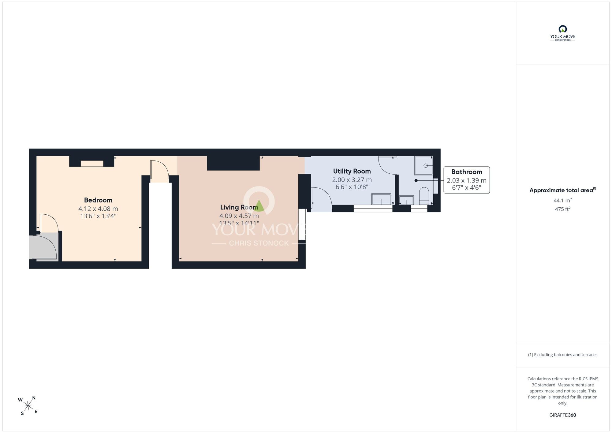 Floorplan of 1 bedroom Flat for sale, Harrow Street, Shiremoor, Tyne and Wear, NE27